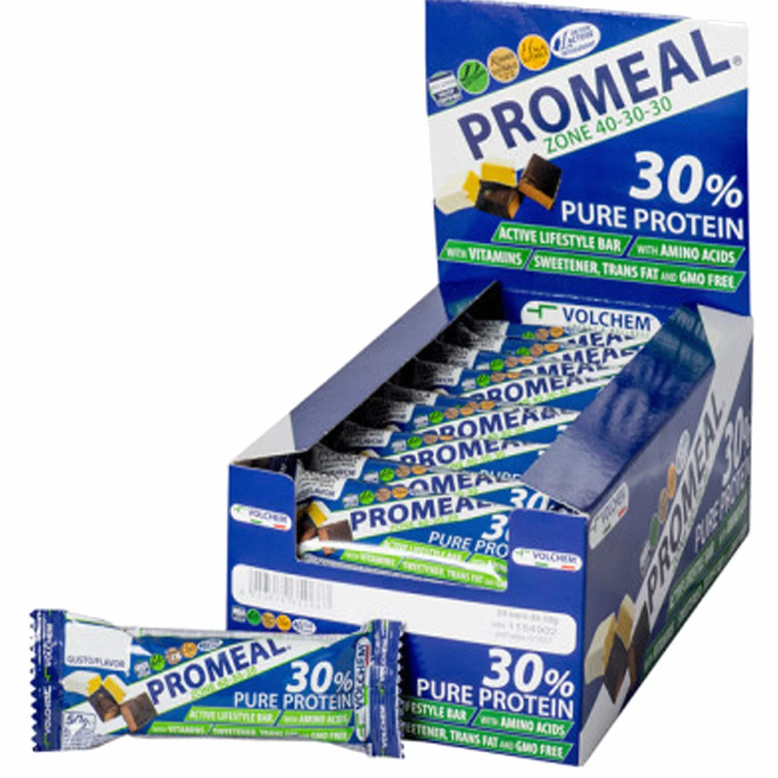 VOLCHEM PROMEAL ZONE 40-30-30 50g barretta dieta zona tiramisu + Bolero stick 12x3g