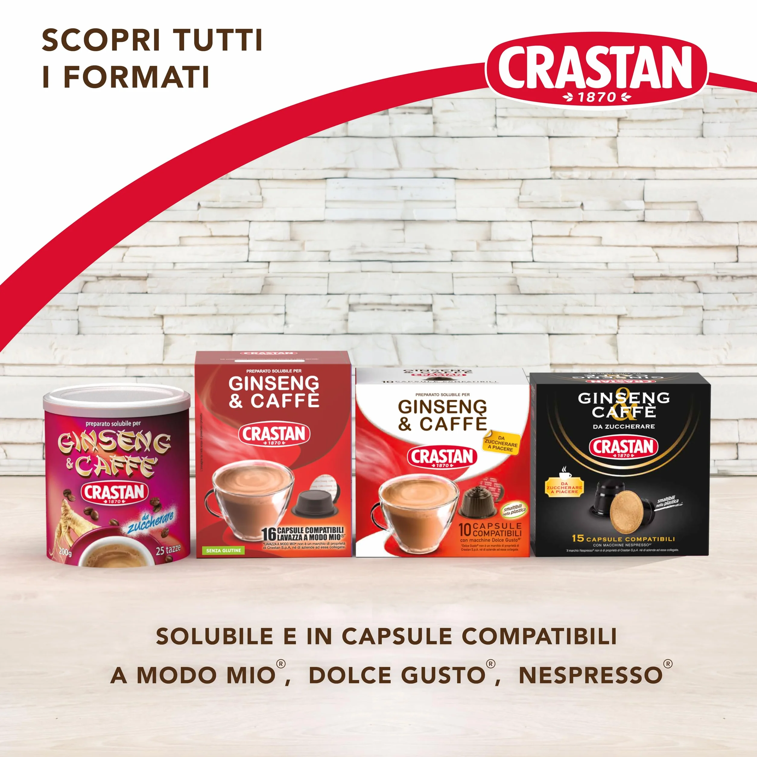 Crastan Ginseng & Caffè Preparato Solubile 50 Tazze 2 Barattoli 200 gr