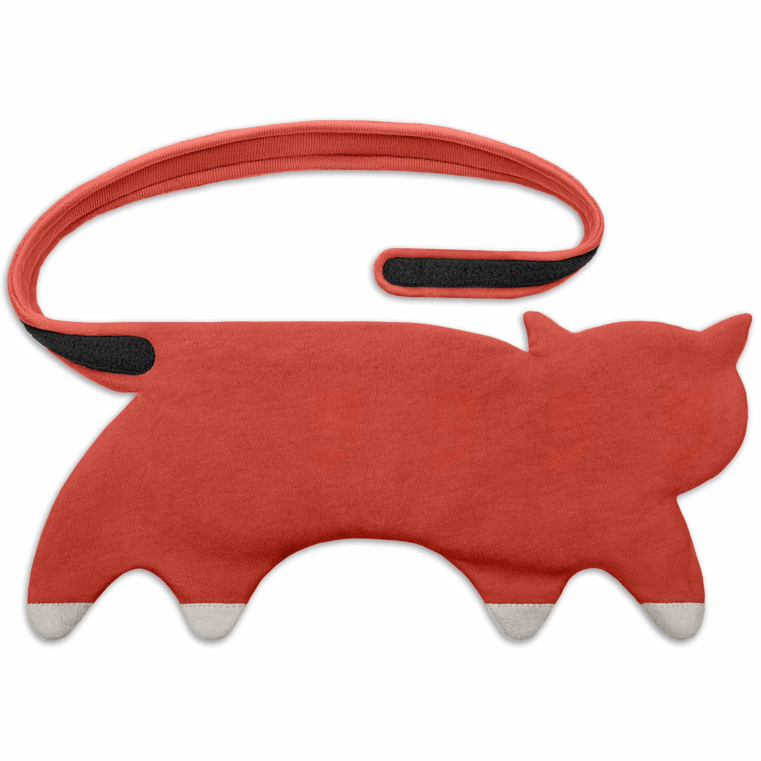 LESCHI Cuscino termico per microonde - In cotone bio con grano biologico - Cuscino riscaldante a 10 camere - Ideale per dolori mestruali, alla pancia, schiena e zona lombare - Gatto, rosso