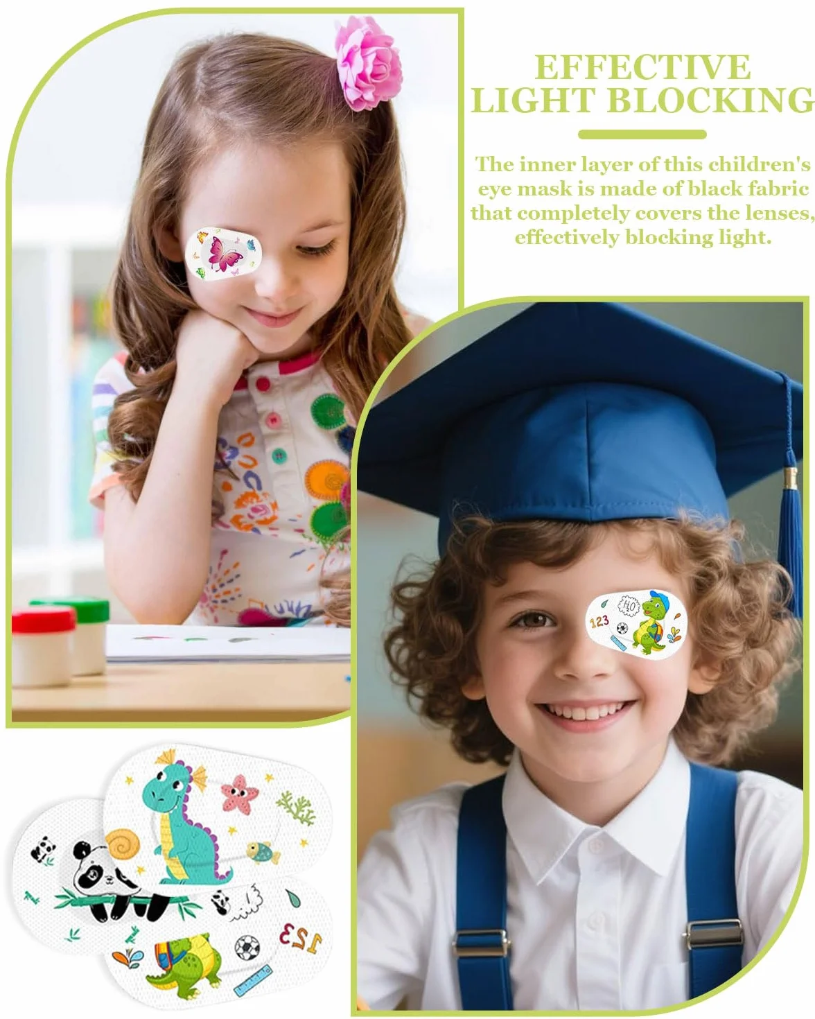 Bende Adesive per Occhi in Cotone per Bambini 16 Pezzi