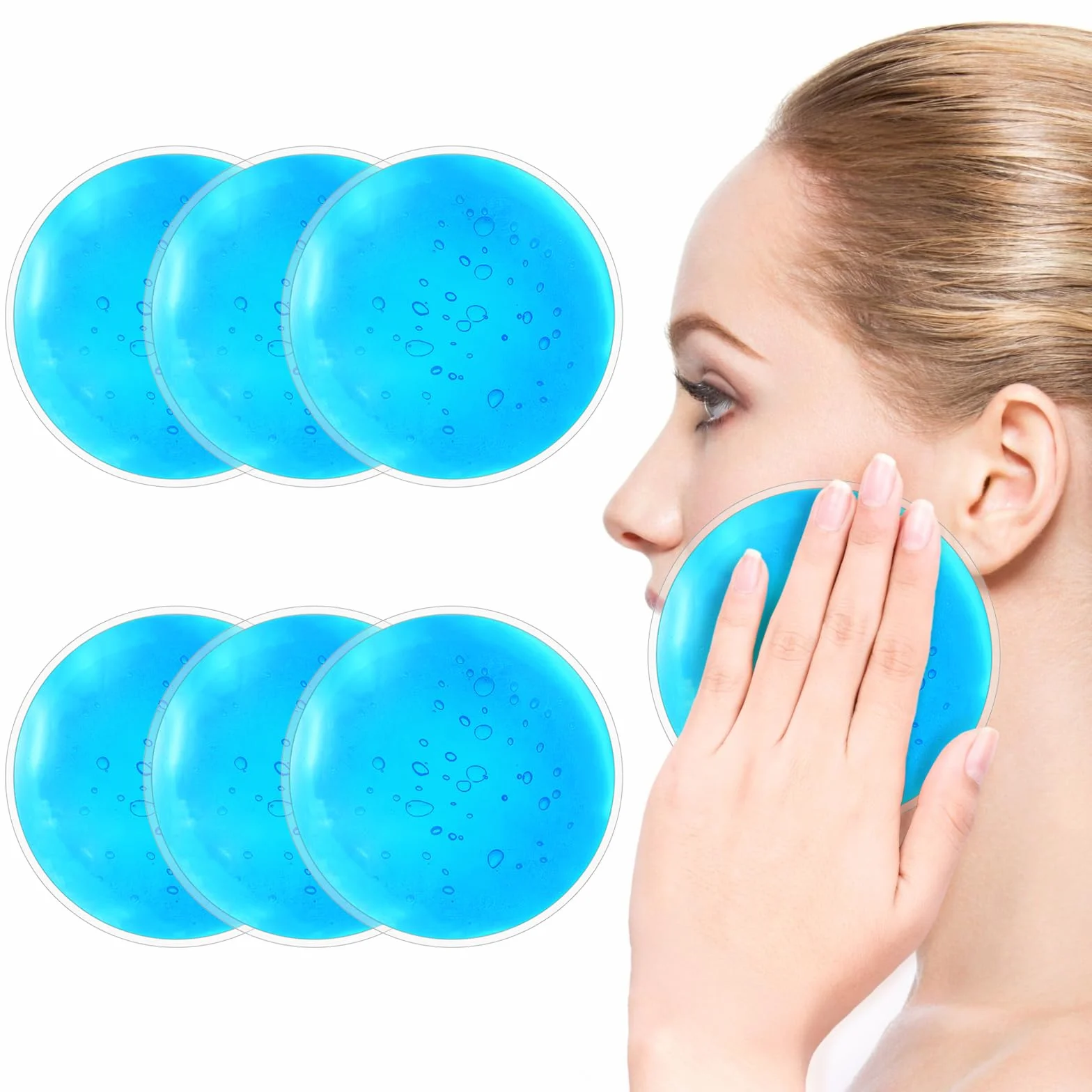 AOOWU Ghiaccio Gel Riutilizzabile, 6 PCS Impacchi Gel Riutilizzabili Fredde e Calde, Set di Cuscinetti Refrigeranti per Lesioni, Sollievo Dal Dolore, Punture di Insetti, Terapie Caldo/Freddo