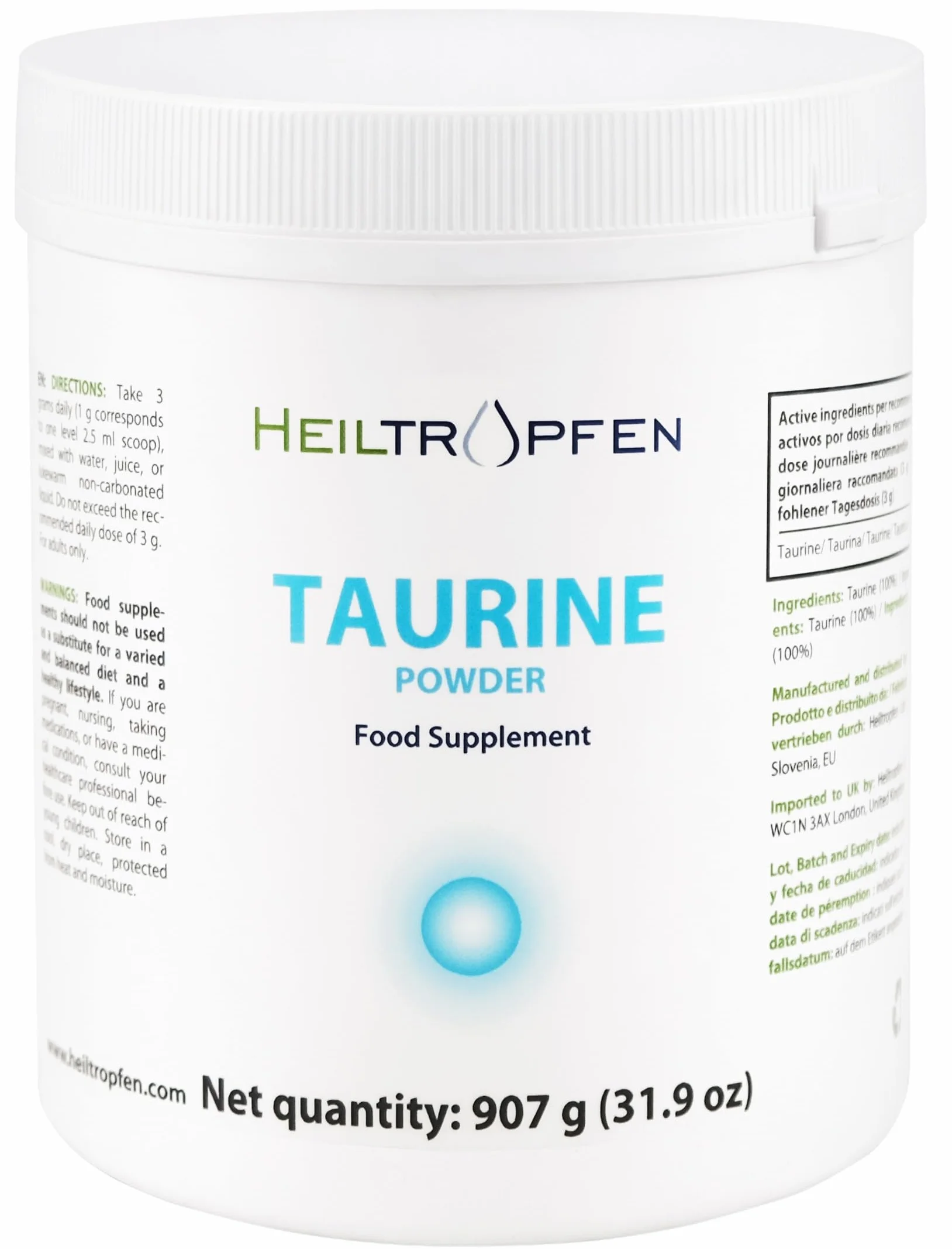 Taurina in Polvere | 907 g | Polvere Pura al 100% | Senza Aroma | Singolo Ingrediente | Senza Capsule | Integratore Alimentare |