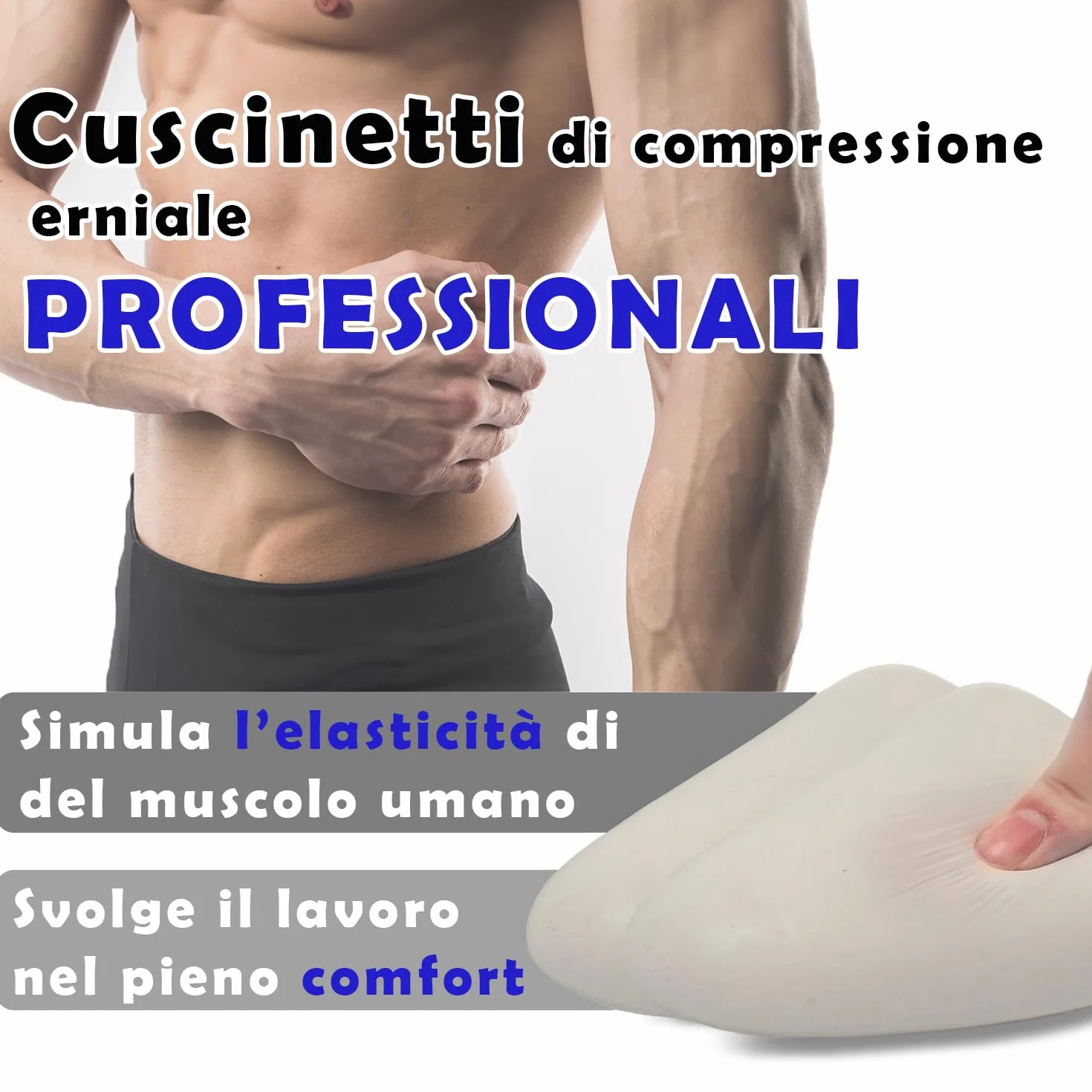 BODYPERFECT Slip Elastico per Ernia Inguinale Supporto con 2 cuscinetti di compressione Post Operatorio L Nero