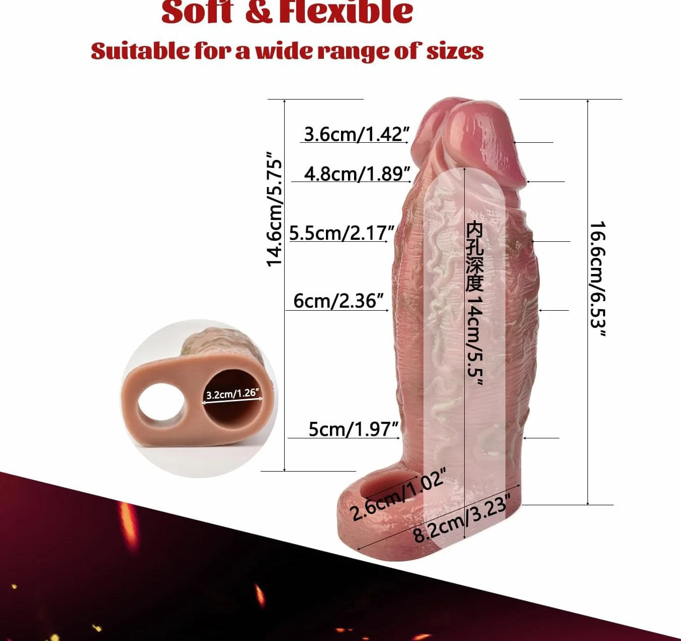 Guaina Fallica Realistico, Guaina Pene per Uomo, Allunga Estensore Prolunga Pene Indossabile Uomo, Allungamento del Pene Maschile, Sex Toys Sessuali per Uomini Sexytoysys Coppia
