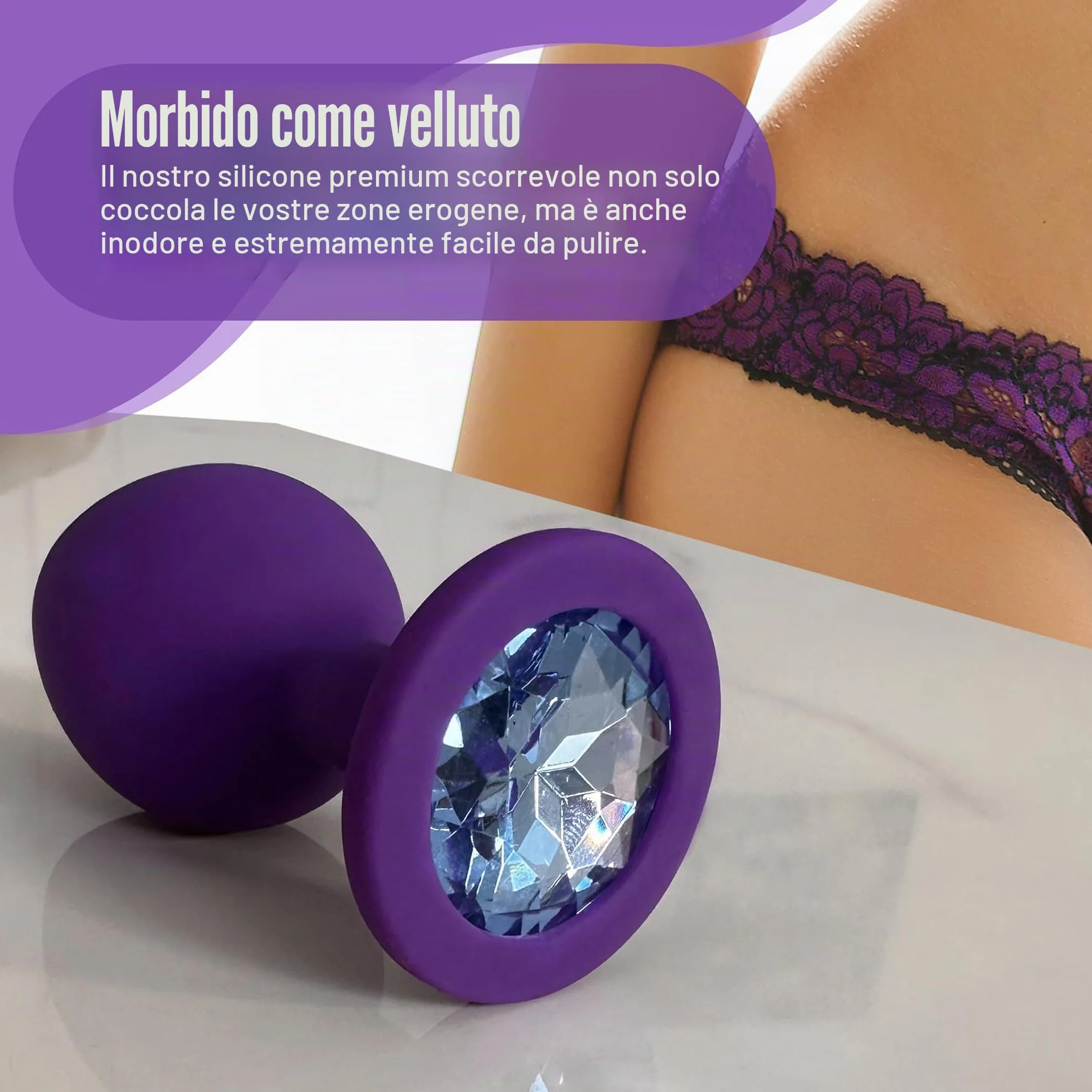 3x Butt Plug Anale Silicone Spina Anale Set Ø 30 mm, Ø 35 mm, Ø 45 mm, da Donna o Uomo, S + M + L Rosa + Porpora + Nero