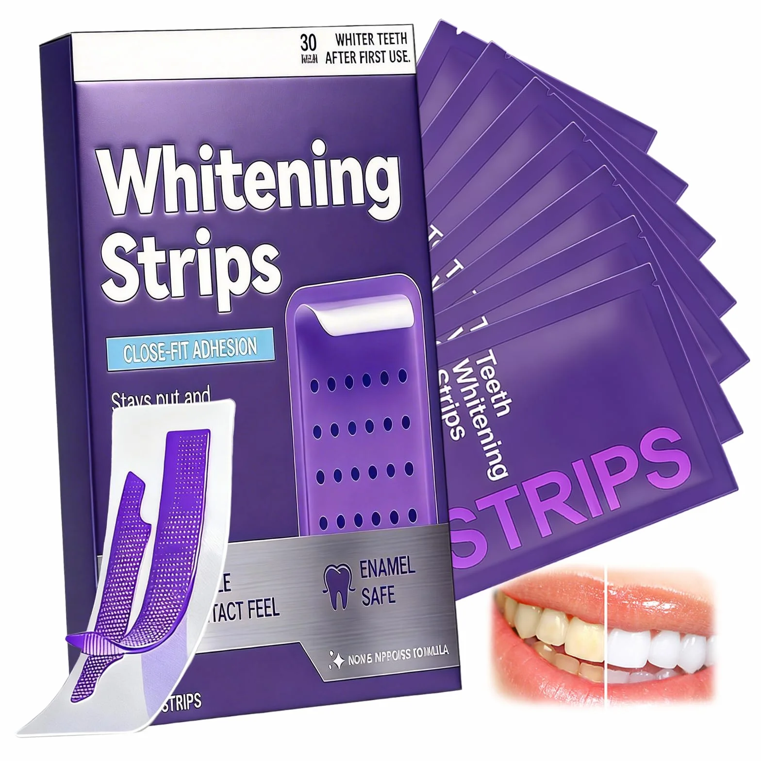14 Paia Strisce Sbiancanti Denti Viola, Kit Sbiancamento Denti A Casa Senza, Antiscivolo Whitening Strips, Sbiancante Rapide Bianche Teeth, Facile Uso A Casa O In Viaggio