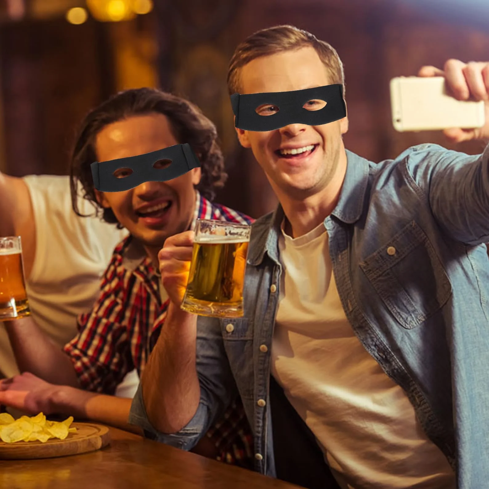 Maschera per gli occhi di carnevale nera per uomo e donna, accessorio costume raveparty
