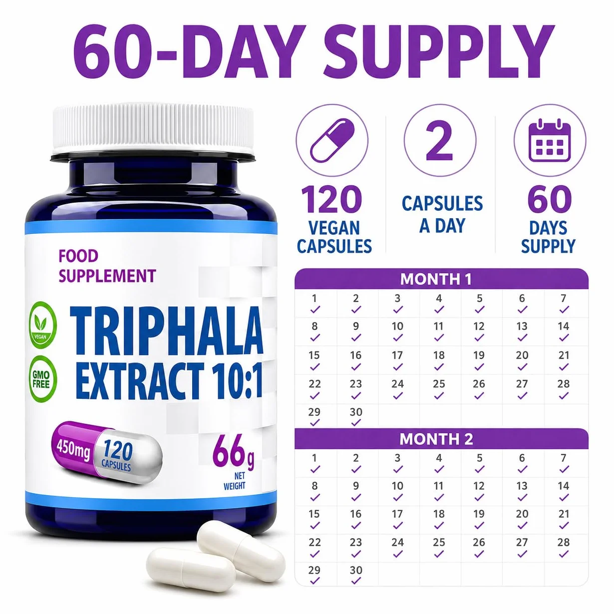 Hepatica Estratto di Triphala | 4.500 mg Equivalente | Estratto 10:1 da 450 mg | Amalaki, Haritaki e Bibhitaki | 120 Capsule Vegane | GMP & Testato da Laboratorio Indipendente