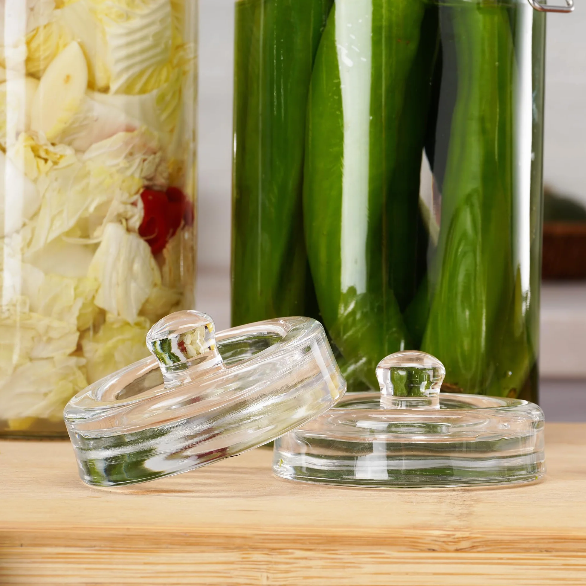 Pesi fermentatori in vetro, 4 pezzi, Ø 8 cm, pesi in vetro per fermentazione, peso fermentazione e pietra di contrappeso per bicchieri di mason a collo largo, crauti, kimchi