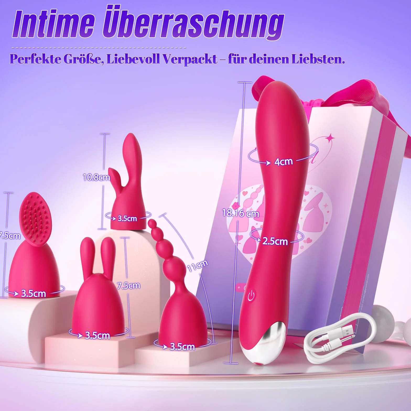 Vibratore Sex Toys Multifunzionale Vibratoreper Donna Professionale, 4-in-1 Set Vibratori con Accessori Intercambiabili, Sexytoysys Donna Coppia Vibratori 20 Modalità Toys Sessuali Clitoride e Punto G