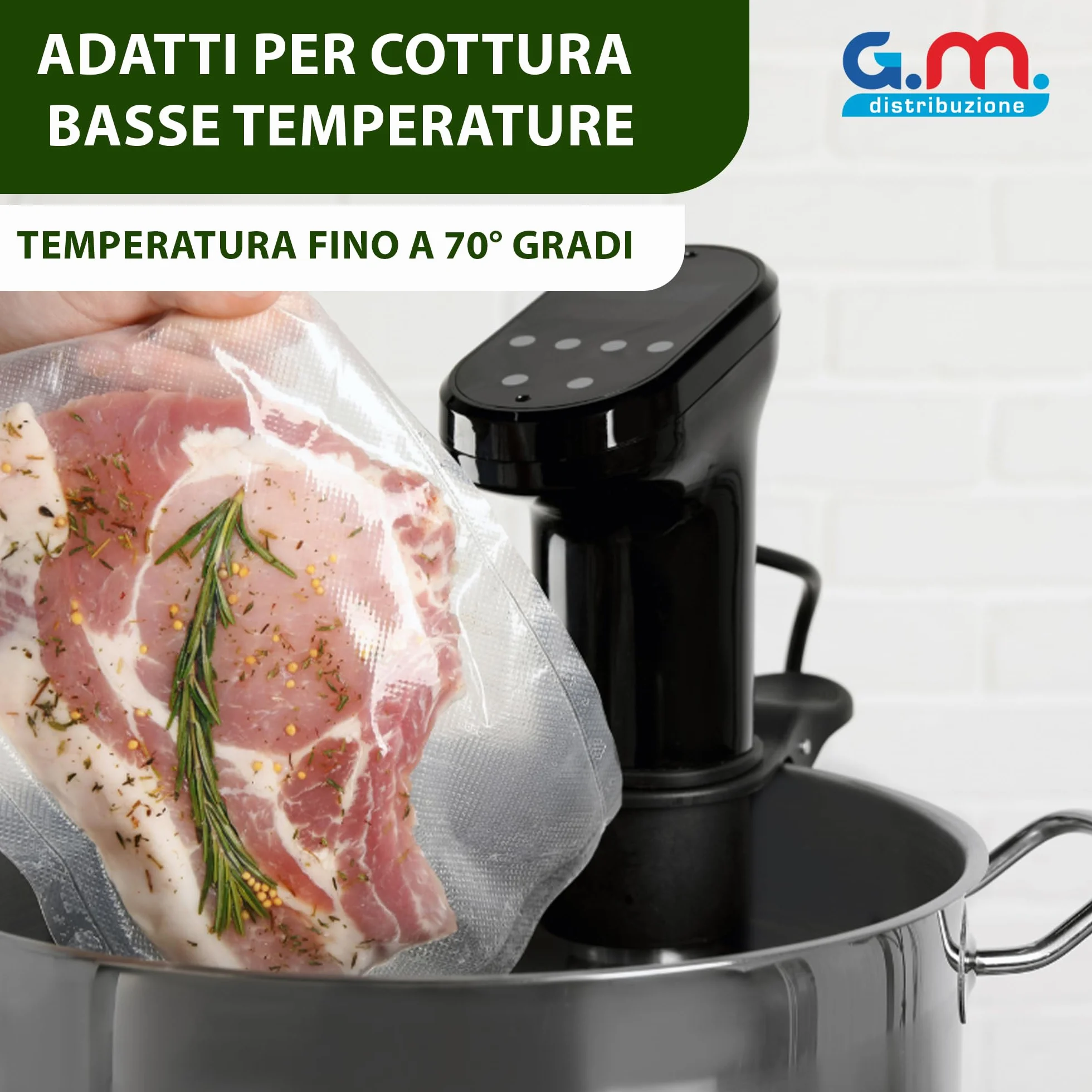 Sacchetti Sottovuoto Goffrati per Alimenti GM 100 15x25(50) 20x30(50) Senza BPA