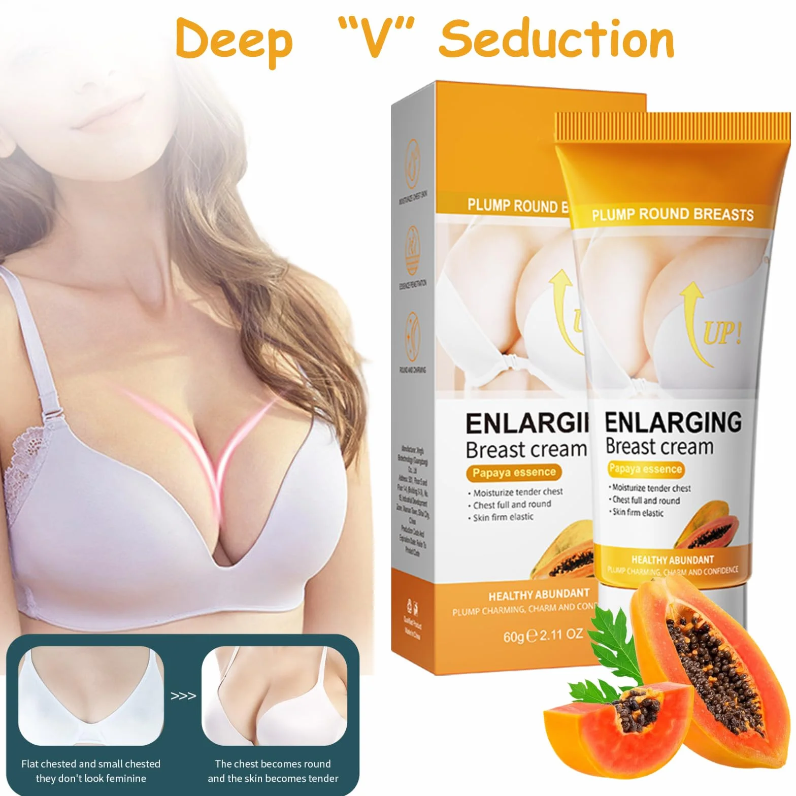 Crema Ingrandimento del Seno 60g, Crema per Sollevamento e Rassodare