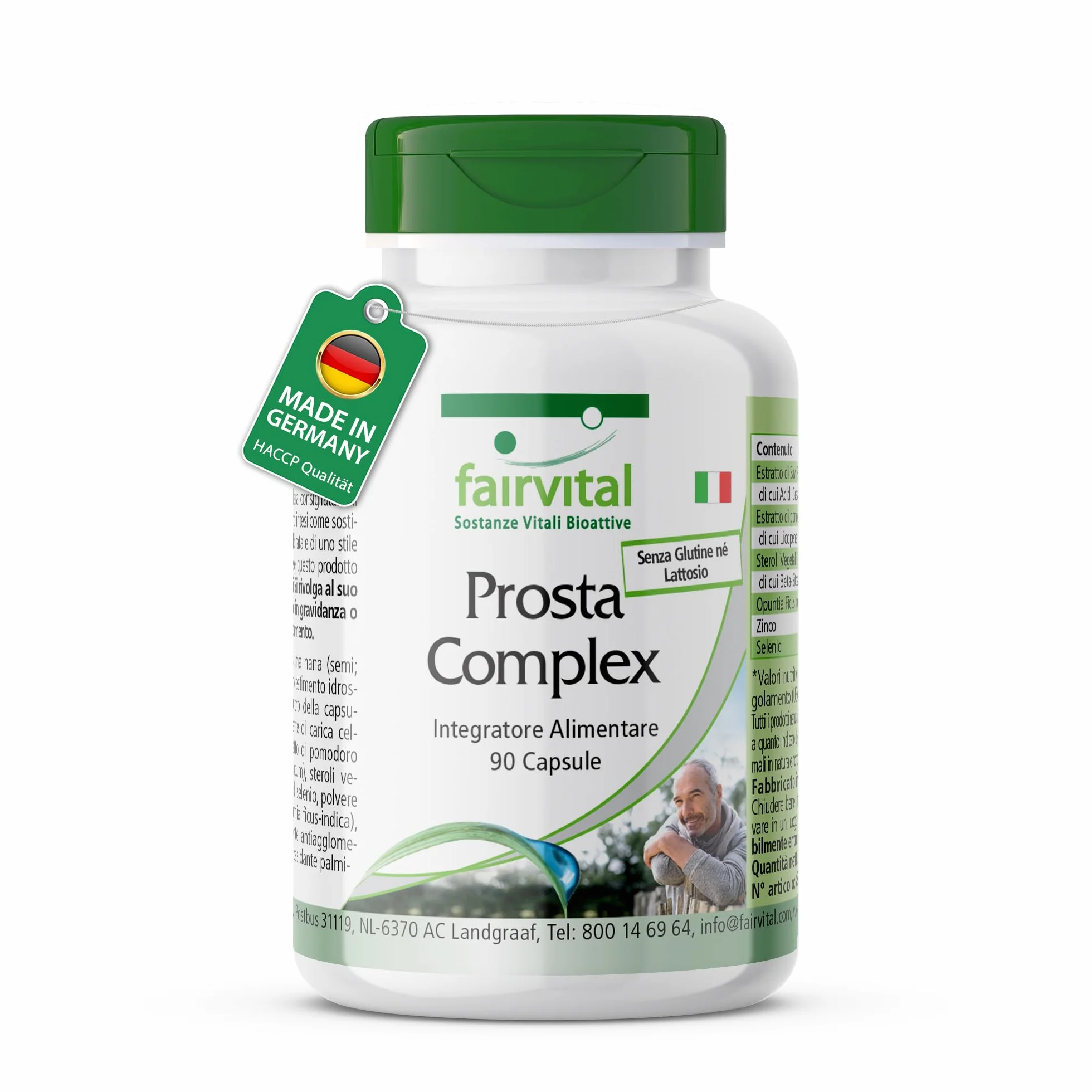 Fairvital Prosta Komplex 90 capsule alto dosaggio con selenio, zinco, palma nana, licopene, beta-sitosterolo e opuntia