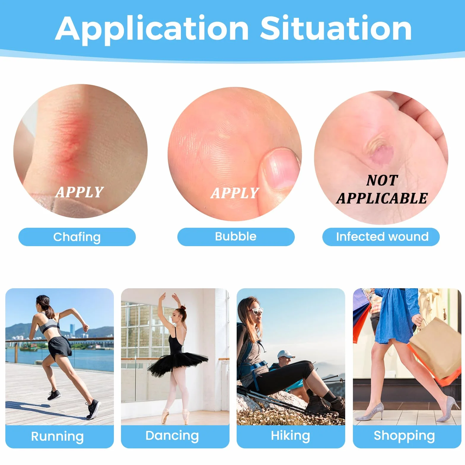 32 cerotti per bolle, blister, gel protezione vescica, tallone invisibile, idrocolloide, sollievo attrito dita, avampiede