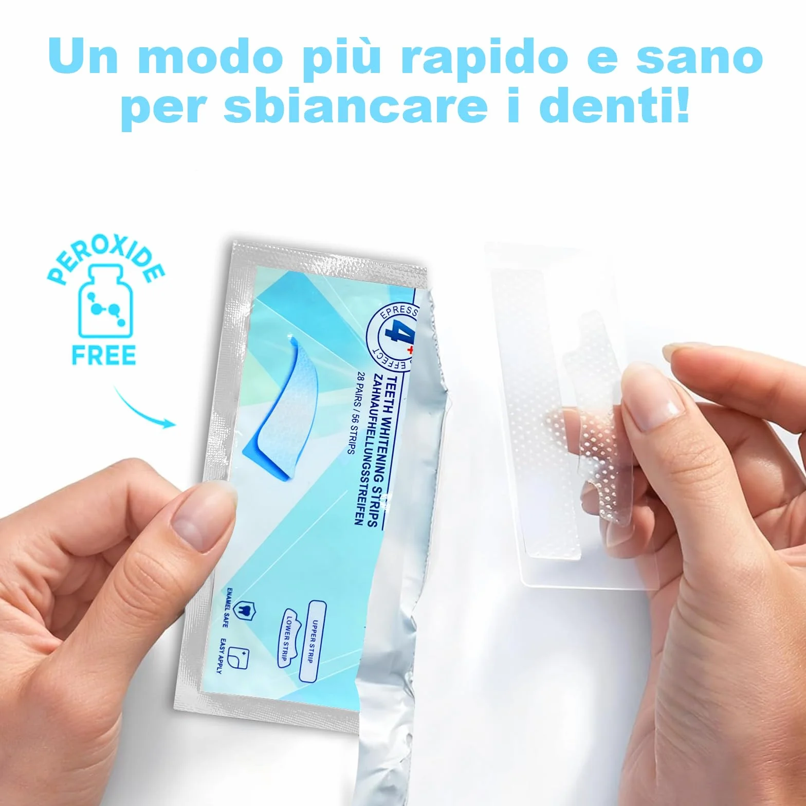 SURFOU Sbiancante Denti 56 Pezzi,Teeth Whitening Strips,Sbiancamento Rapido e Delicato – Senza Perossido,per Denti Sensibili, al Gusto Menta