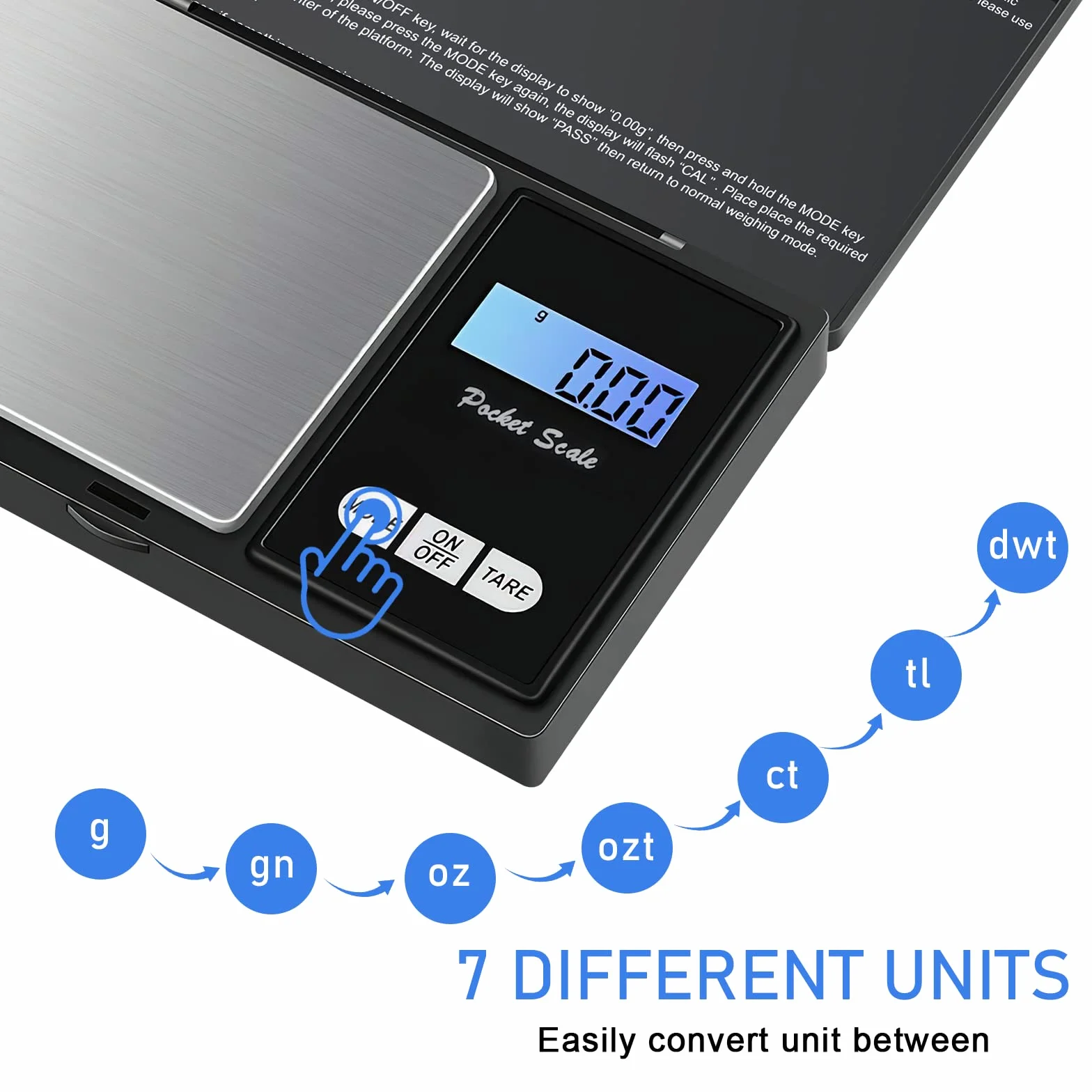 Bilancia di Precisione 500g/0.01g Portatile Digitale con Display LCD Retroilluminato, Tara, per Gioielli/Cucina/Caffè