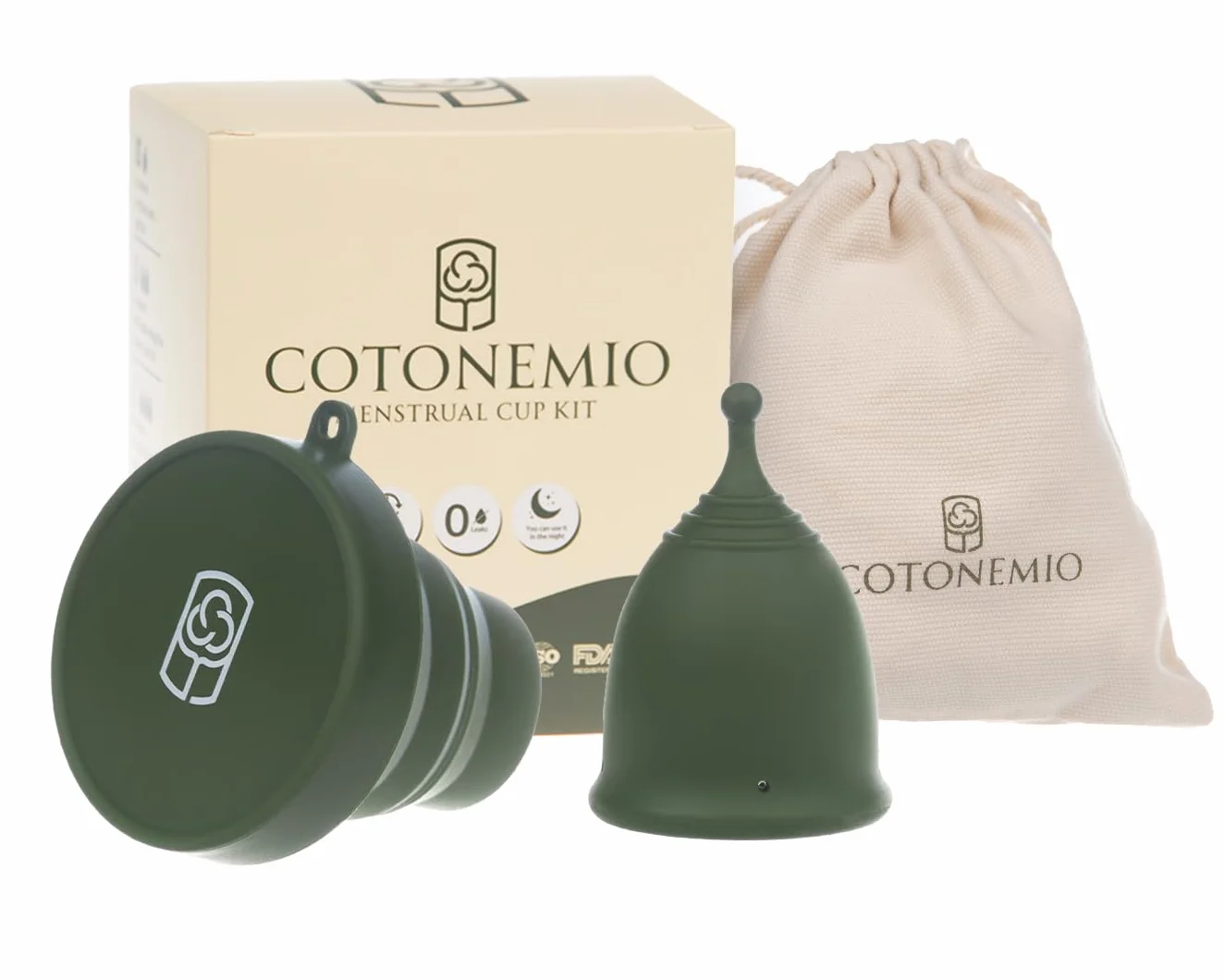 Coppetta Mestruale S in 100% Silicone Medico con Sterilizzatore e Sacchetto in Cotone | Kit Coppetta Riutilizzabile, Senza BPA, Fino a 12 Ore di Protezione