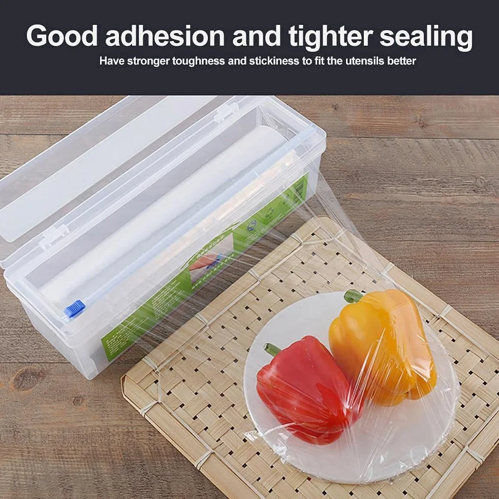 Dispenser per Pellicola Trasparente, Dispenser per Involucro di plastica Ricaricabile con taglierina per Diapositive Avvolgimento per Alimenti Scatola per Alimenti Trasparente Gadget da