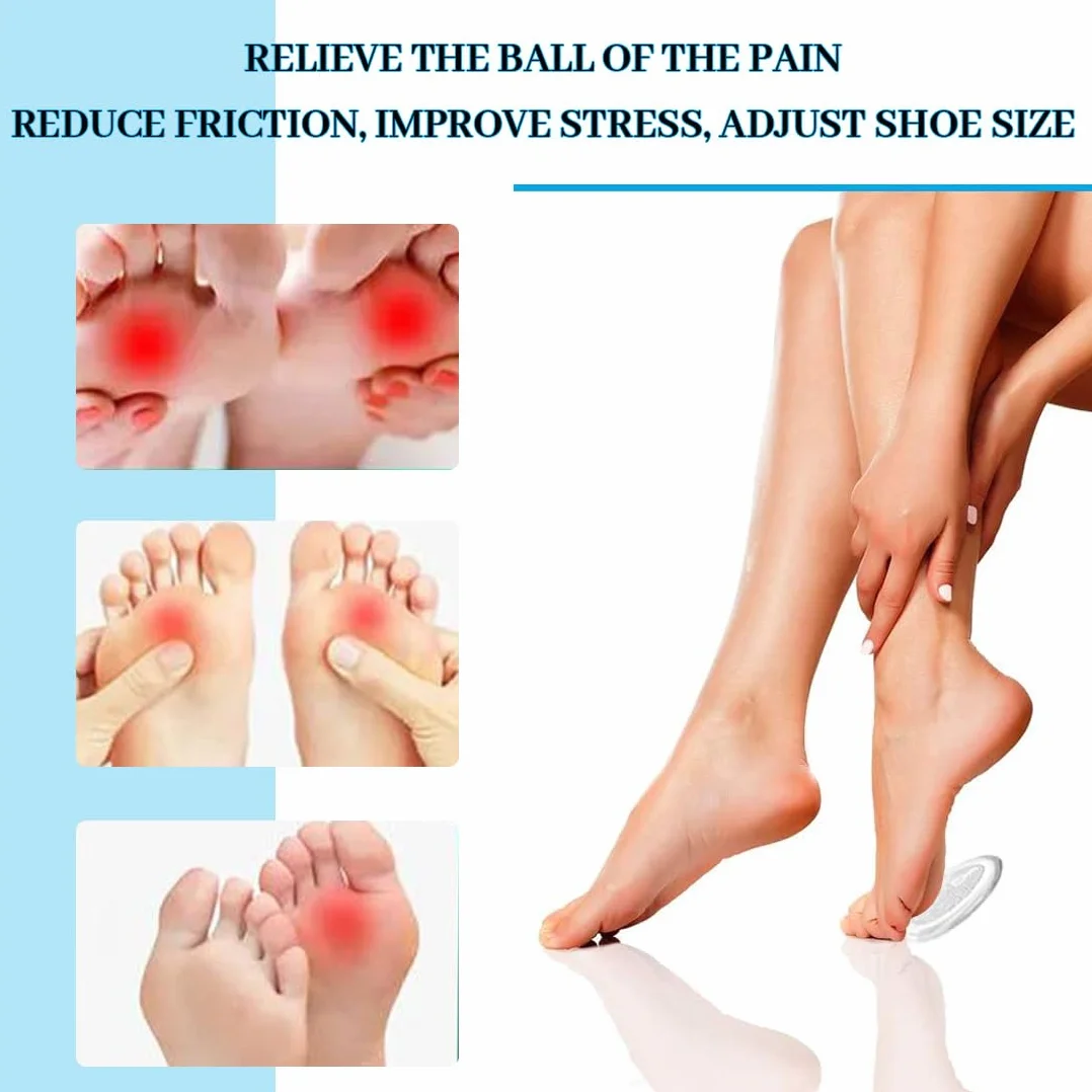 Cuscinetti per Avampiede in Gel, Metatarsal Pads per Metatarsalgia, Soletta Auto-adesiva Antiscivolo per Tacchi Alti, Sollievo Dolore (Trasparente)