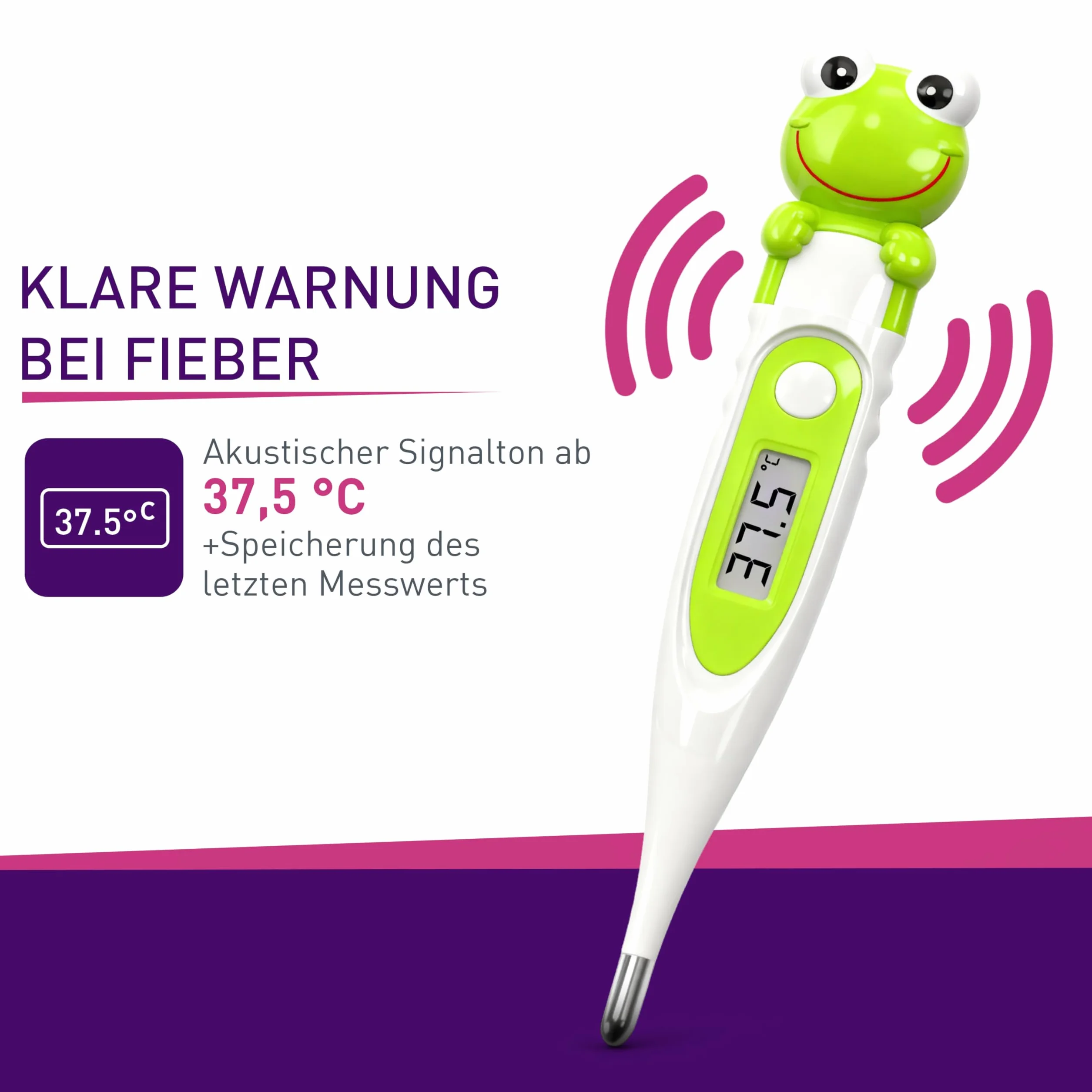 Termometro Digitale Febbre Corporea Scala SC 44 Rana Flex Velocità 10 sec Bambini Adulti Misurazione Orale Rettale Ascellare Verde