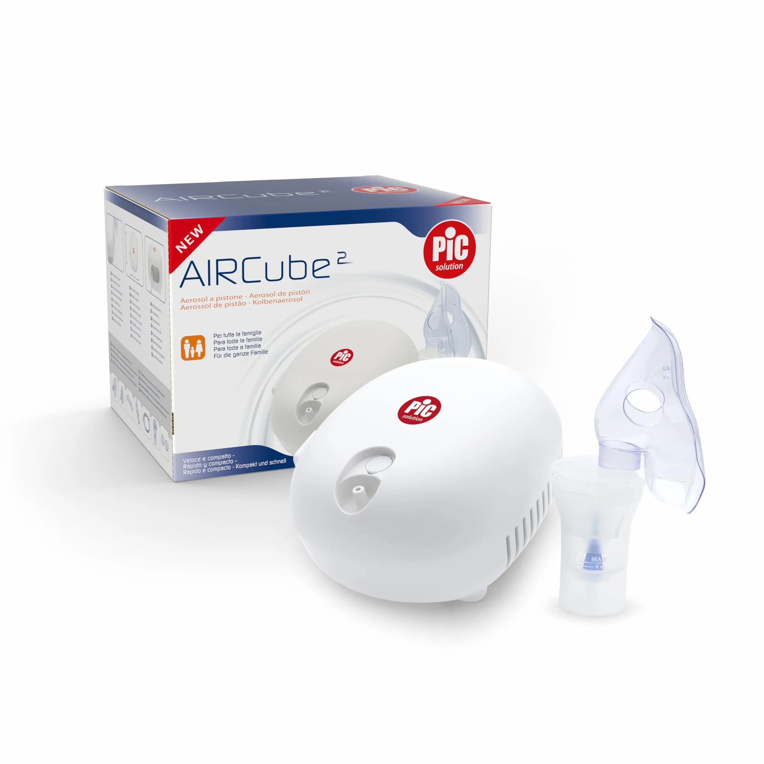 Pic Solution AirCube2 Aerosol a Pistone Silenzioso Bianco per Terapia