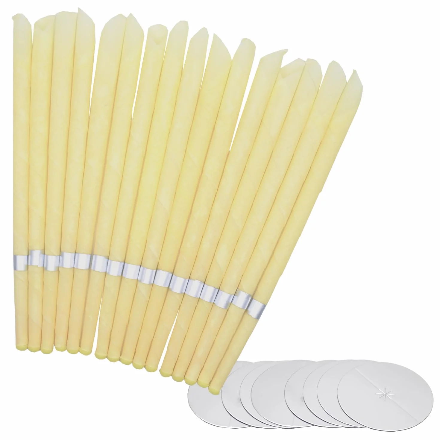 20 PCS Coni per orecchie,candele coniche, rimozione del cerume,- Cera d’Api e Mussola di Cotone Naturale con Filtri e Dischi Protettivi