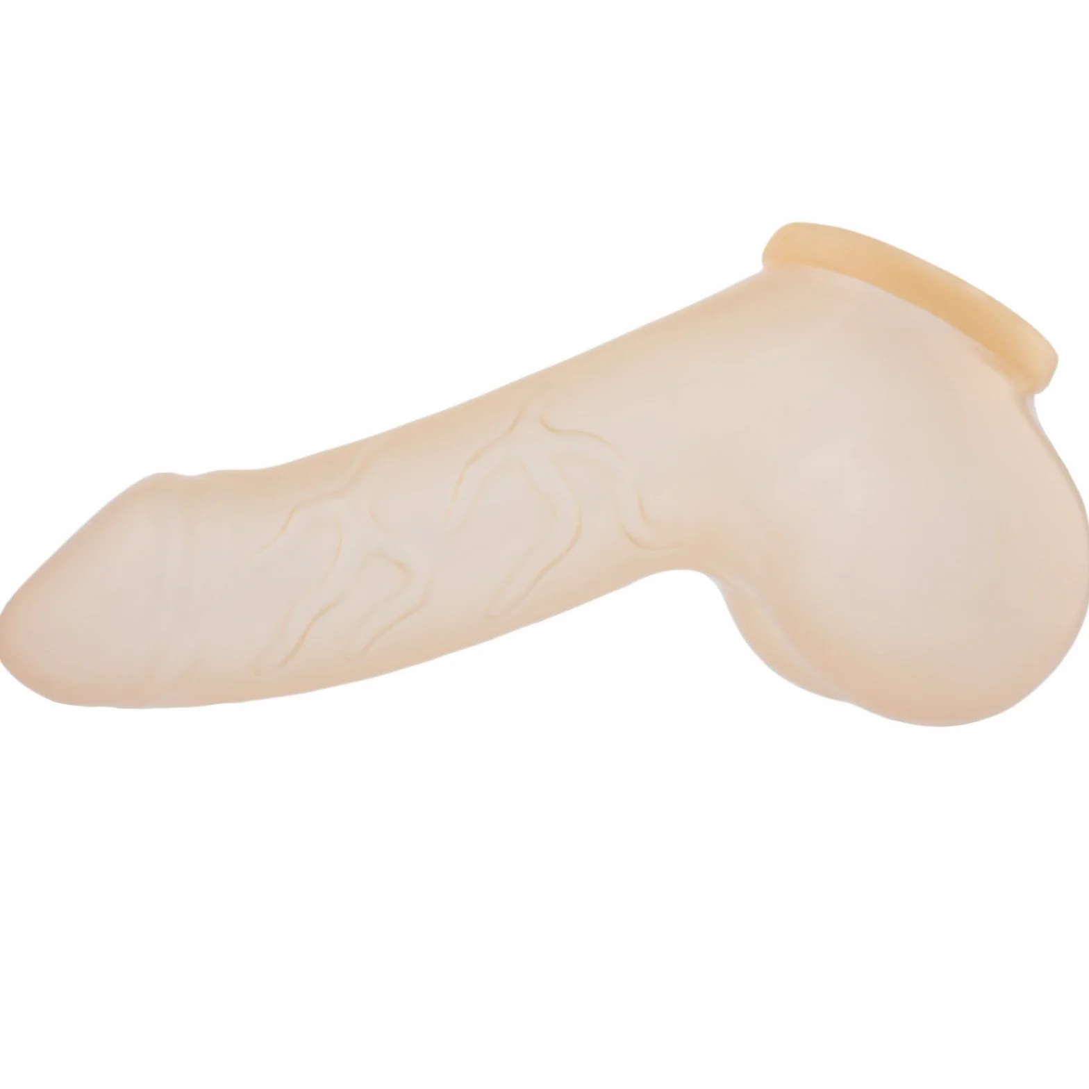 lattice guaina pene Danny semi trasparente Lunghezza del pozzo: 11,5 cm - Penis sleeve con scroto e glande marcato