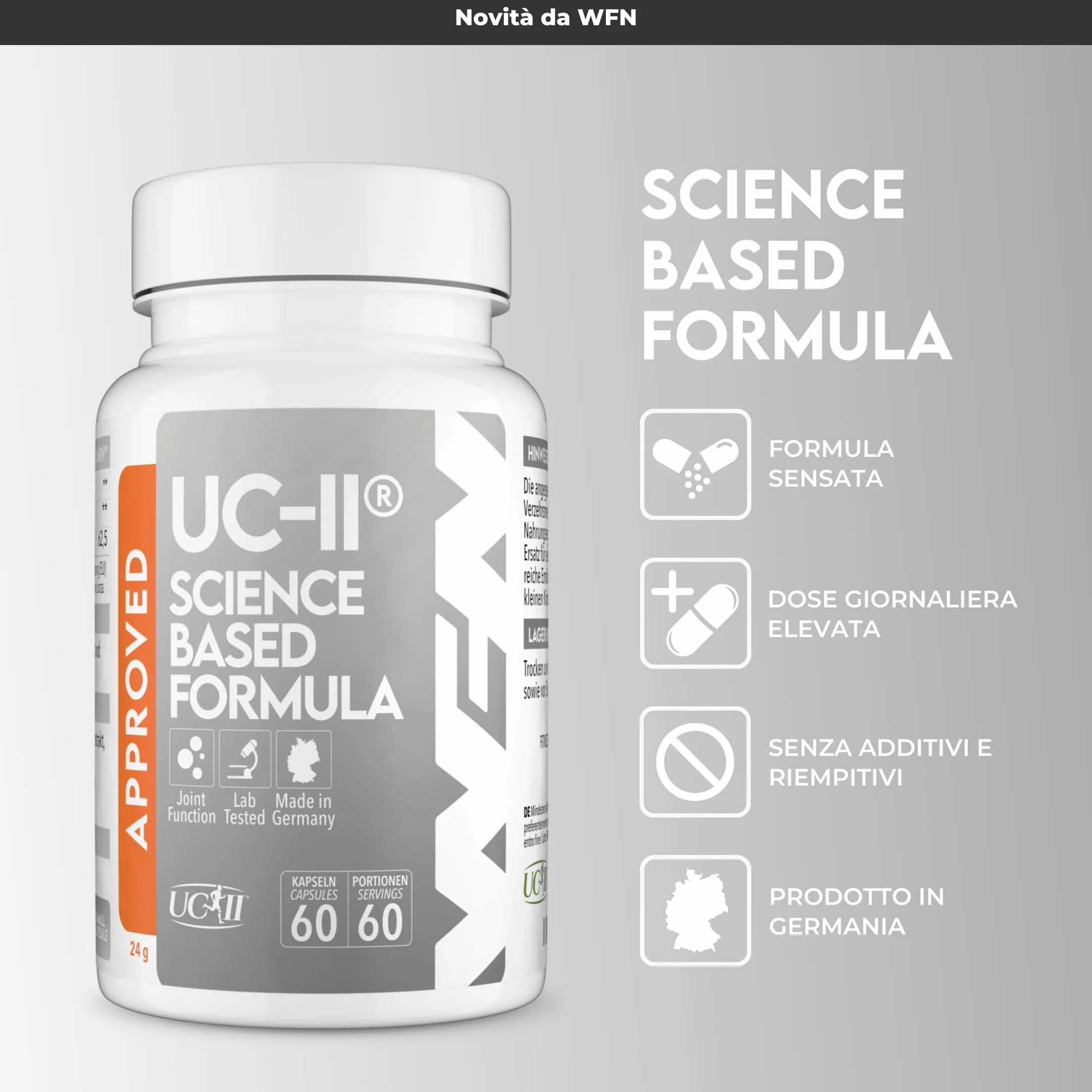 UC-II Collagene tipo 2 non denaturato 60 capsule Complesso articolare con Vitamina C e Boswellia Serrata