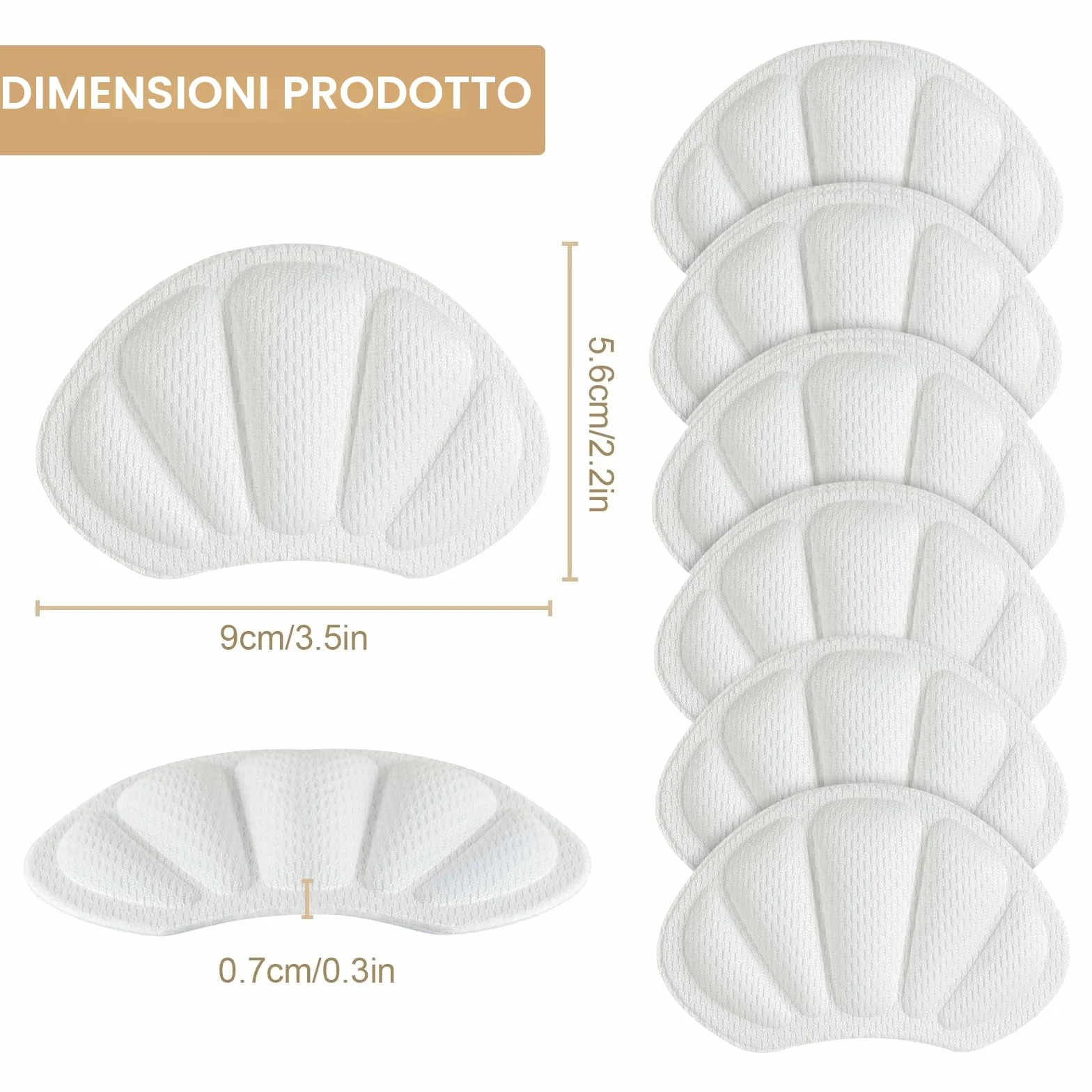 3 PAIA cuscinetti salva tallone per scarpe, proteggi tallone autoadesivo e antiscivolo, solette, inserti morbidi per prevenzione sfregamenti e un confort ottimale (bianco)