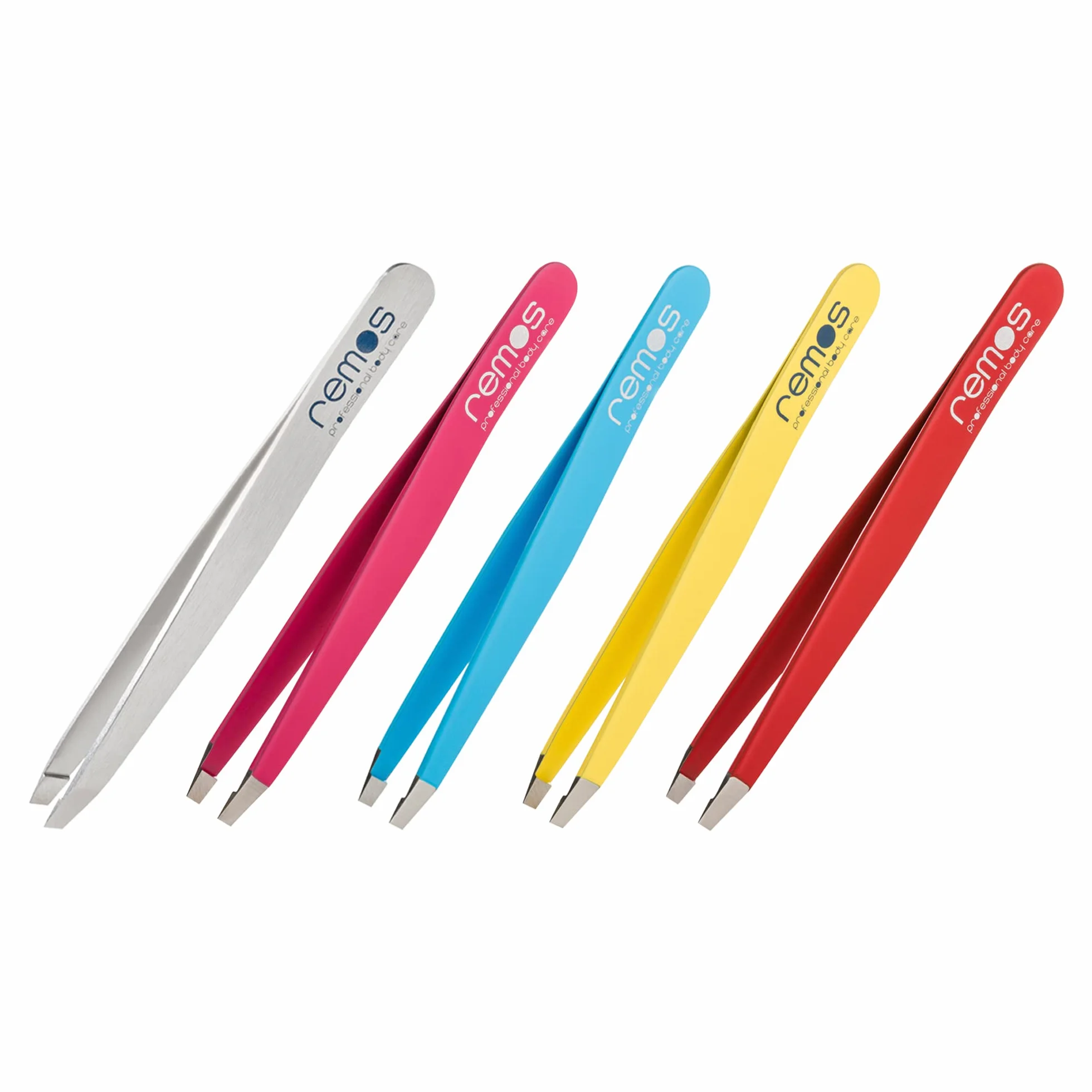 REMOS Pinzetta per sopracciglia in acciaio inox con punta dritta da 9,5 cm in fucsia