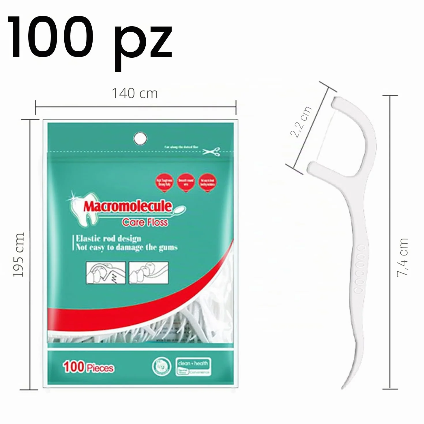 GeekerChip 100 Pezzi Filo Interdentale, Forcella, Plettri Igienico e Portatile, per Pulizia dei Denti, Perfetti per Famiglia, Hotel,Viaggi