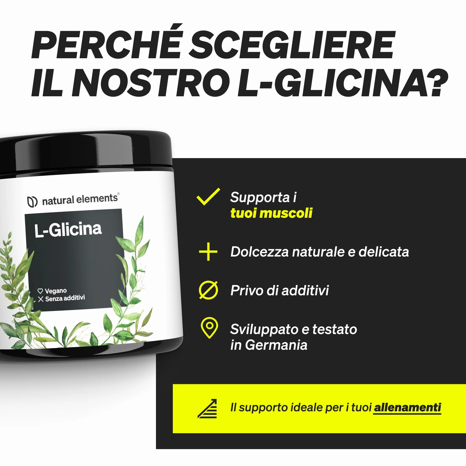 L-Glicina in polvere – 500 g (scorta di 11 mesi) – gusto neutro – vegana, dosaggio ottimale, senza additivi – prodotto e testato in laboratorio in Germania