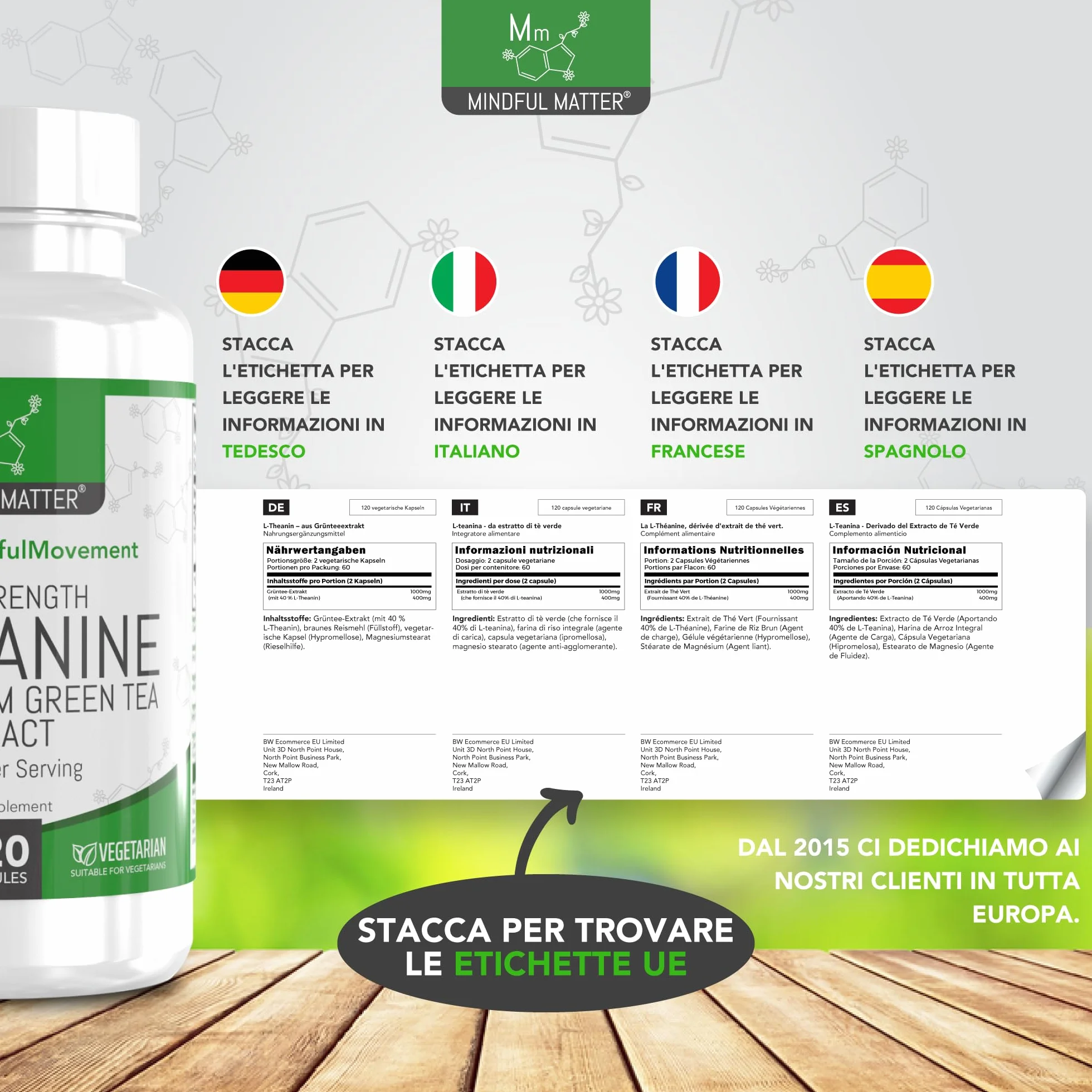 MM Teanina | 400mg di L Theanine per Dose | L Teanina Integratore ad Alta Potenza - 120 Capsule di L-Theanine da Tè Verde - | Non-OGM, Senza Glutine e Allergeni | Prodotto nel Regno Unito