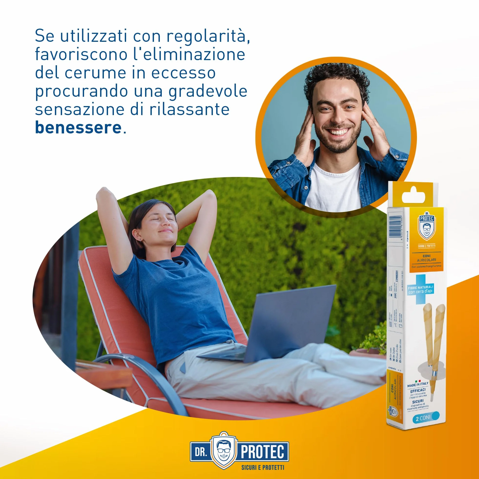 Dr Protec, Cono Auricolare con sistema frangifiamma, 2 coni per confezione