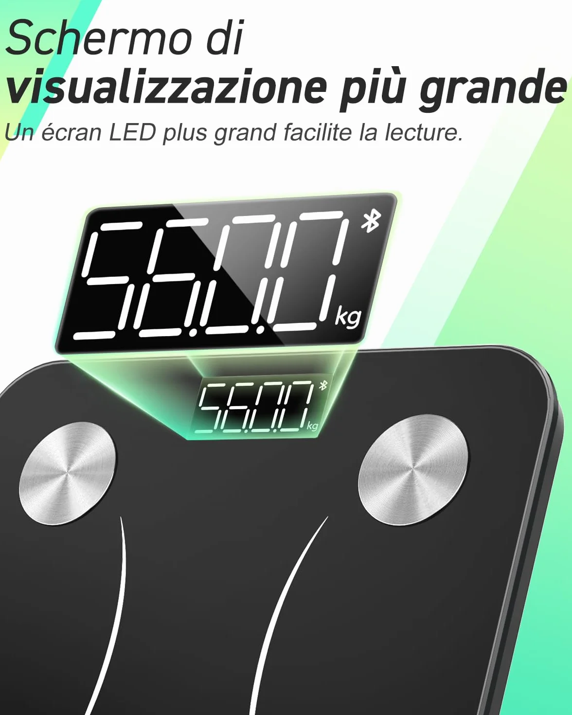 INSMART Bilancia Pesapersone Digitale Professionale Bluetooth 180KG 16 Indici