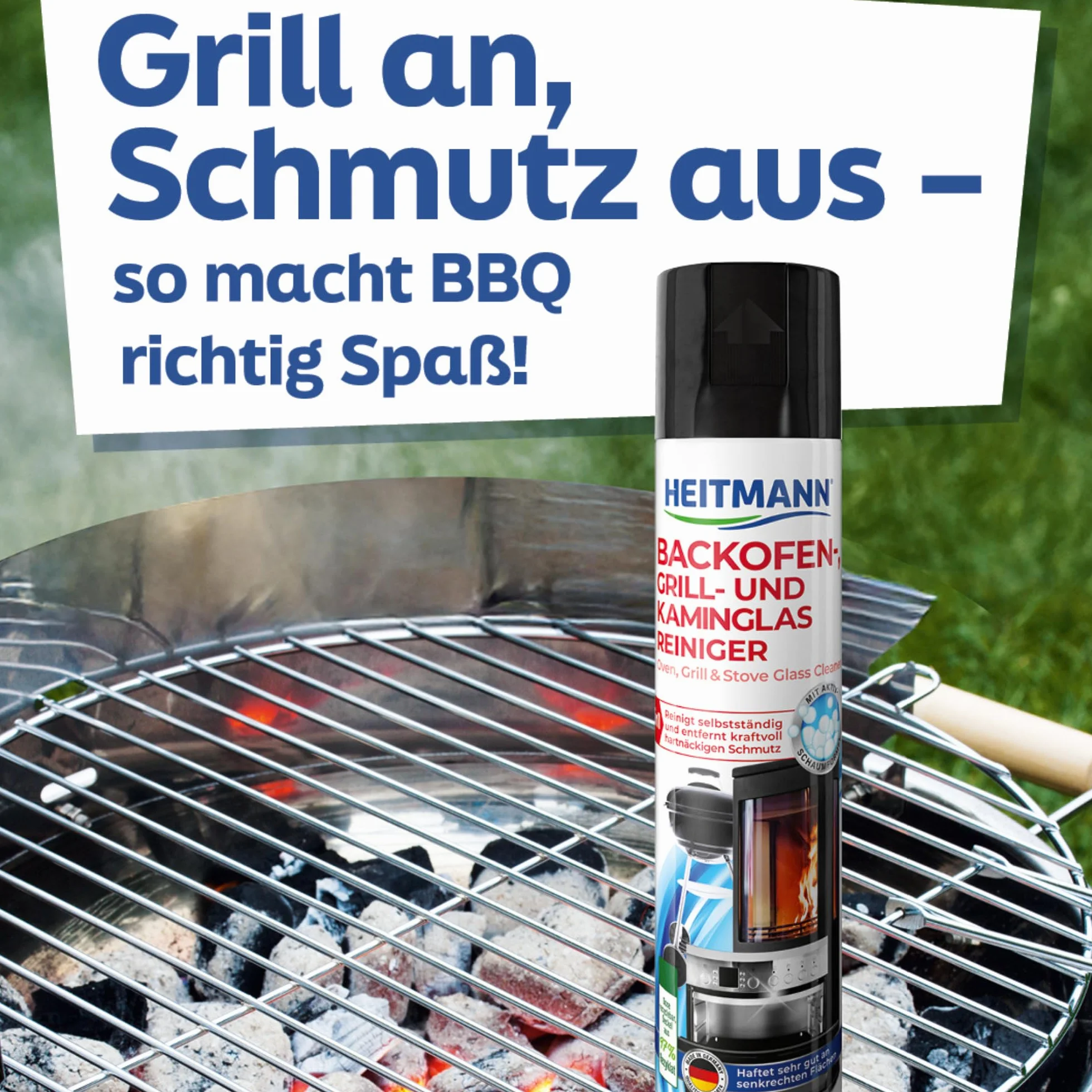Heitmann detergente per forno barbecue e vetri camino schiuma attiva confezione da 3