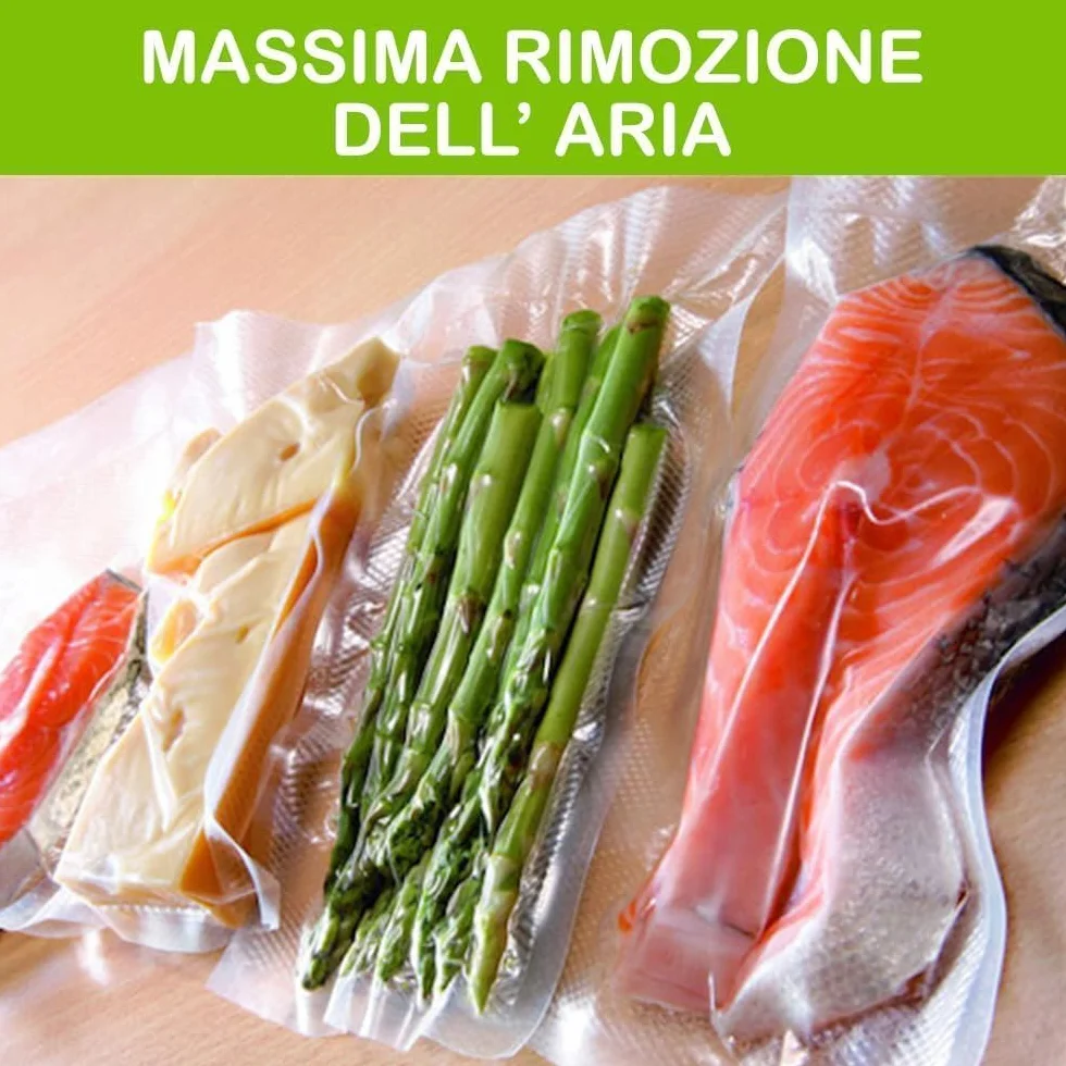 GM 100 Sacchetti Sottovuoto Goffrati 10x15 cm per Alimenti, Senza BPA