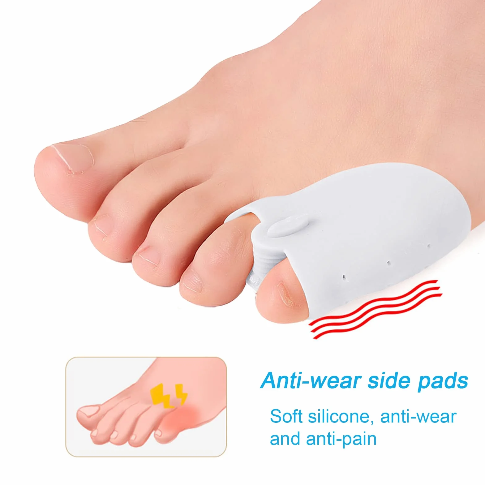 Separatori per Dita dei Piedi in Silicone 4 Pezzi per Alluce Valgo Sollievo Dolore