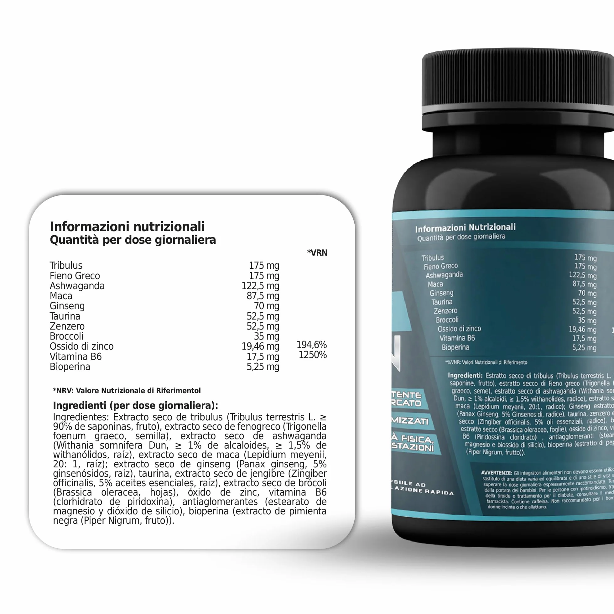 Healthy Fusion Booster Testosterone | Potenziante naturale del testosterone | Taurina + Maca andina, Ginseng | Energizzante 120 capsule