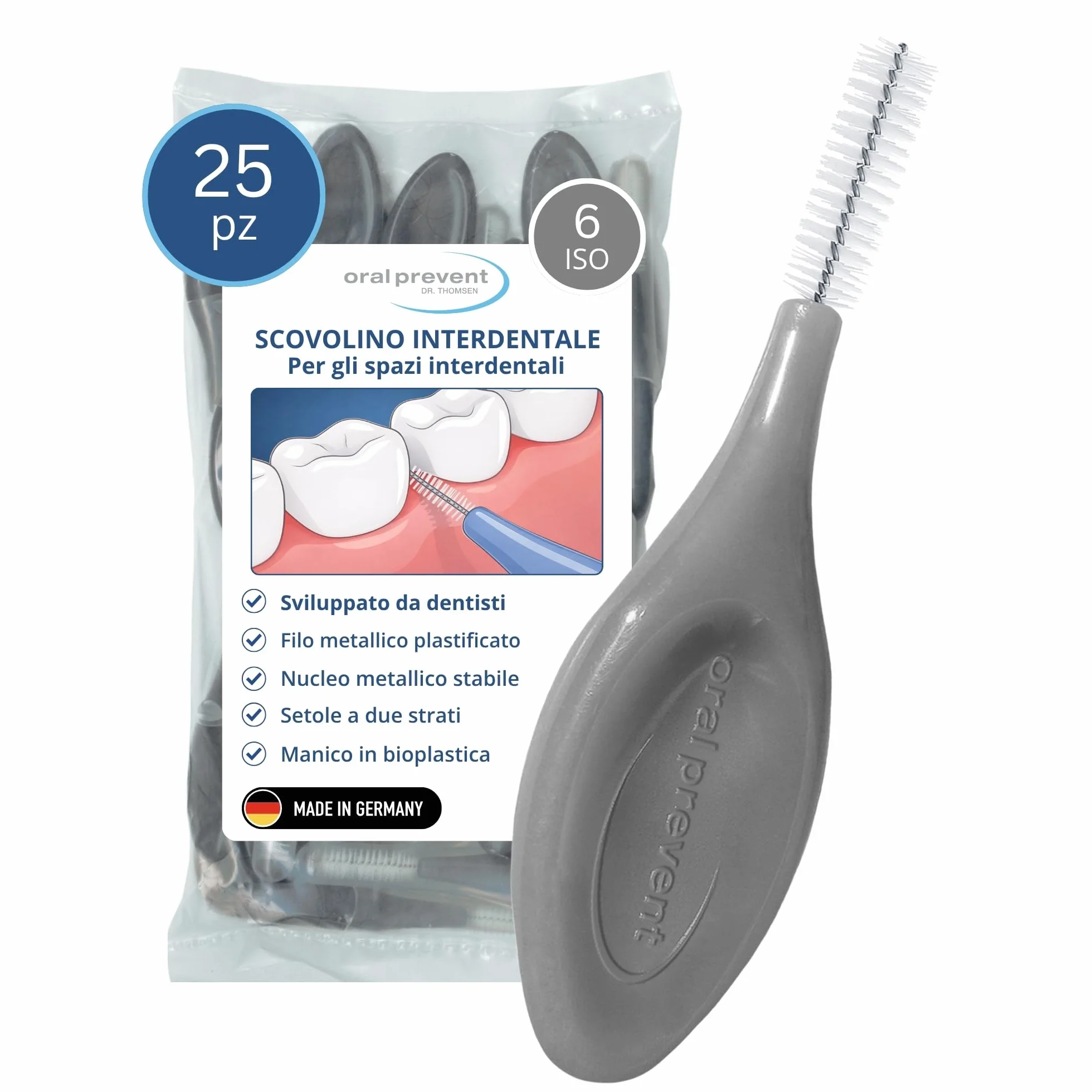 Smart Grip spazzole interdentali ISO 6 1,10 mm plastica biobica 25 pezzi