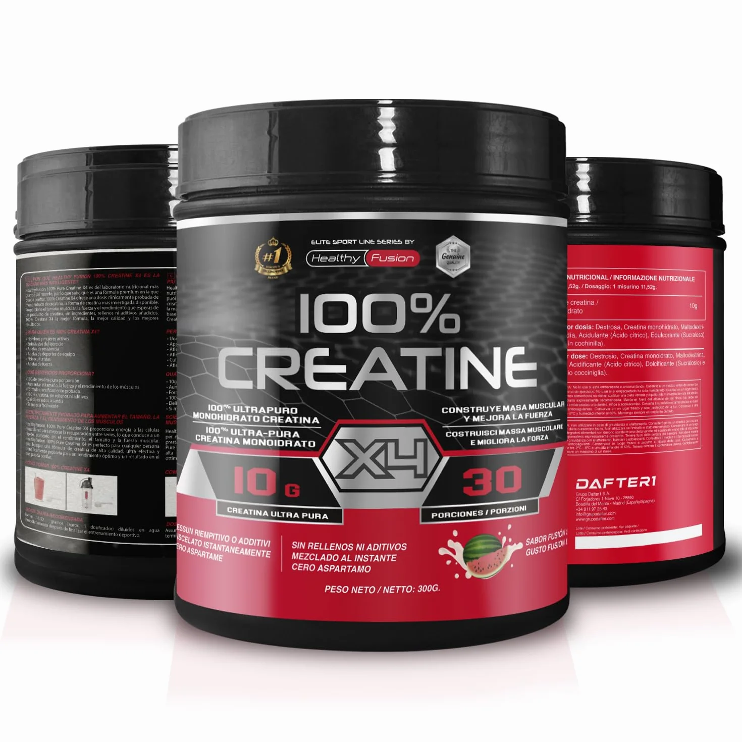 Healthy Fusion Creatina Monoidrato 300g Alta dose 10g per porzione gusto anguria