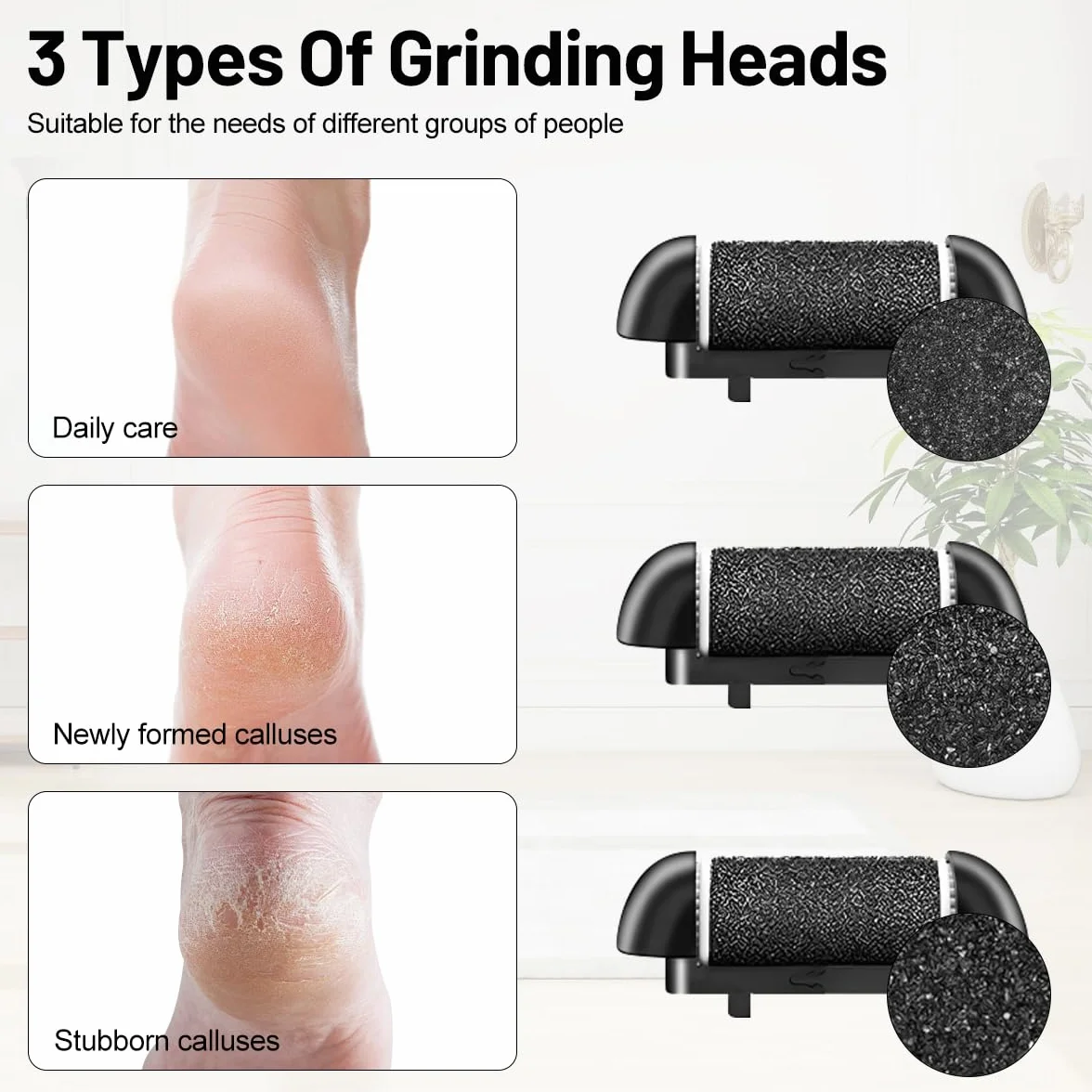 Pedicure Elettrico,Rimuovi Calli Piedi Elettrico,Pedicure Piedi Rimozione,con 3 Velocità,3 Rulli Di Ricambio,IPX6 Impermeabile per Talloni Screpolati,Calli,Pelle Morta(Nero)