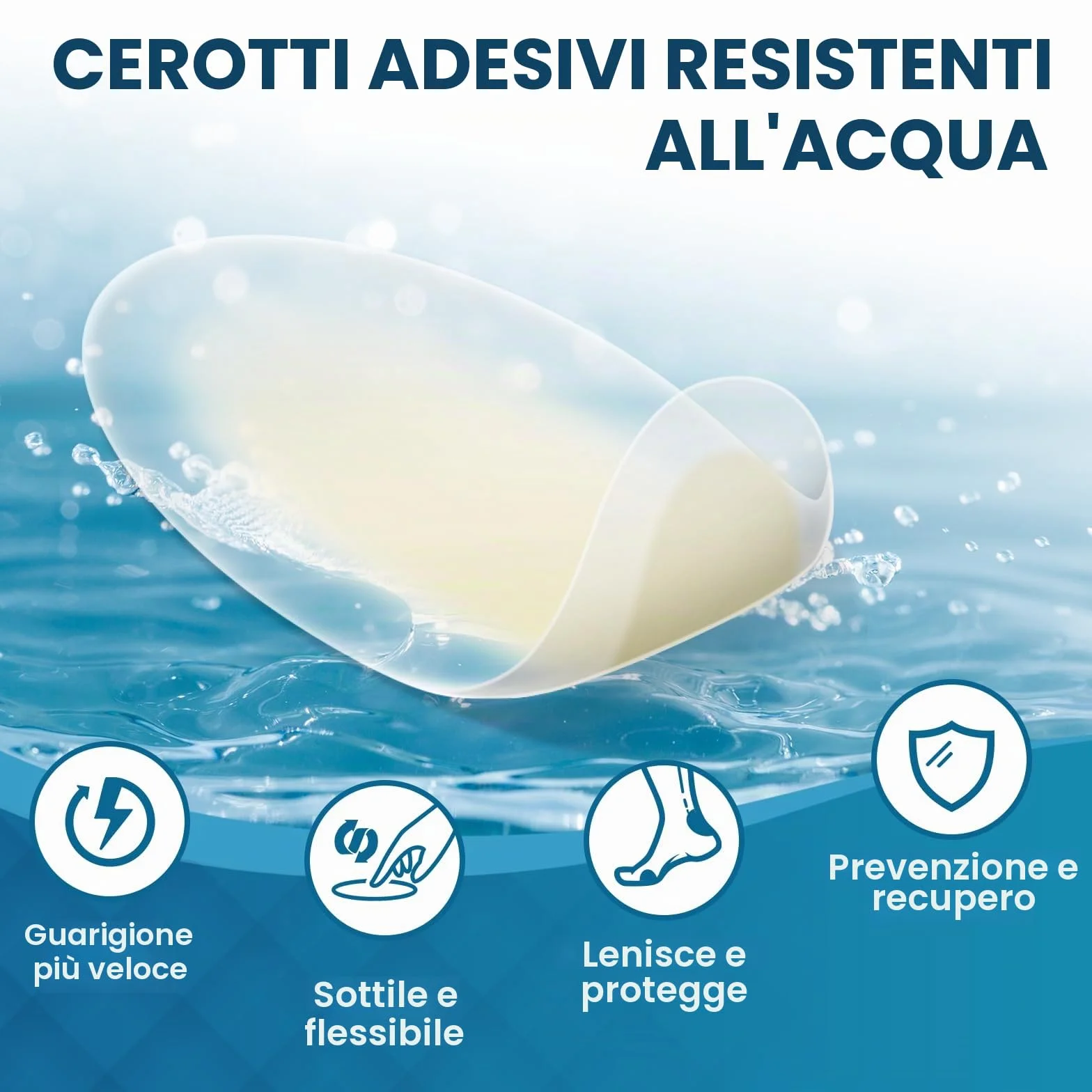 Bende idrocolloidali per vesciche piedi, 21 pezzi, adesive resistenti all'acqua per tallone e dita