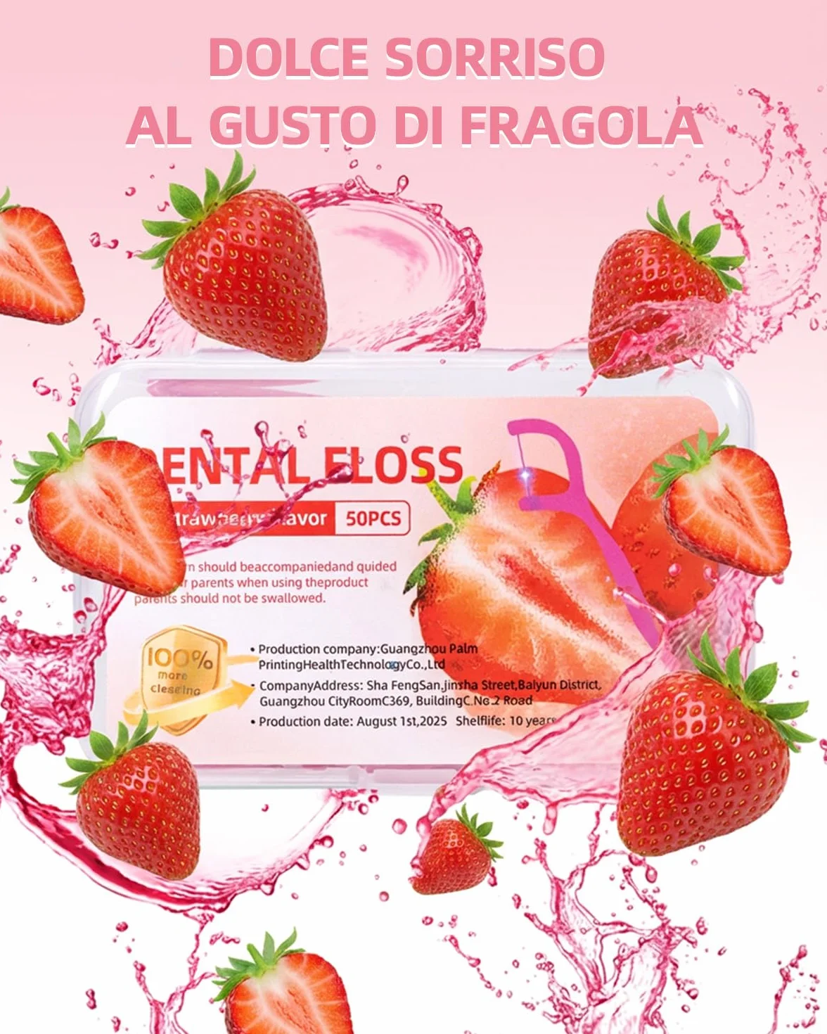 600 stuzzicadenti con filo interdentale alla fragola per la cura dei denti - Bastoncini per la pulizia dei denti per rimuovere la placca e i residui di cibo
