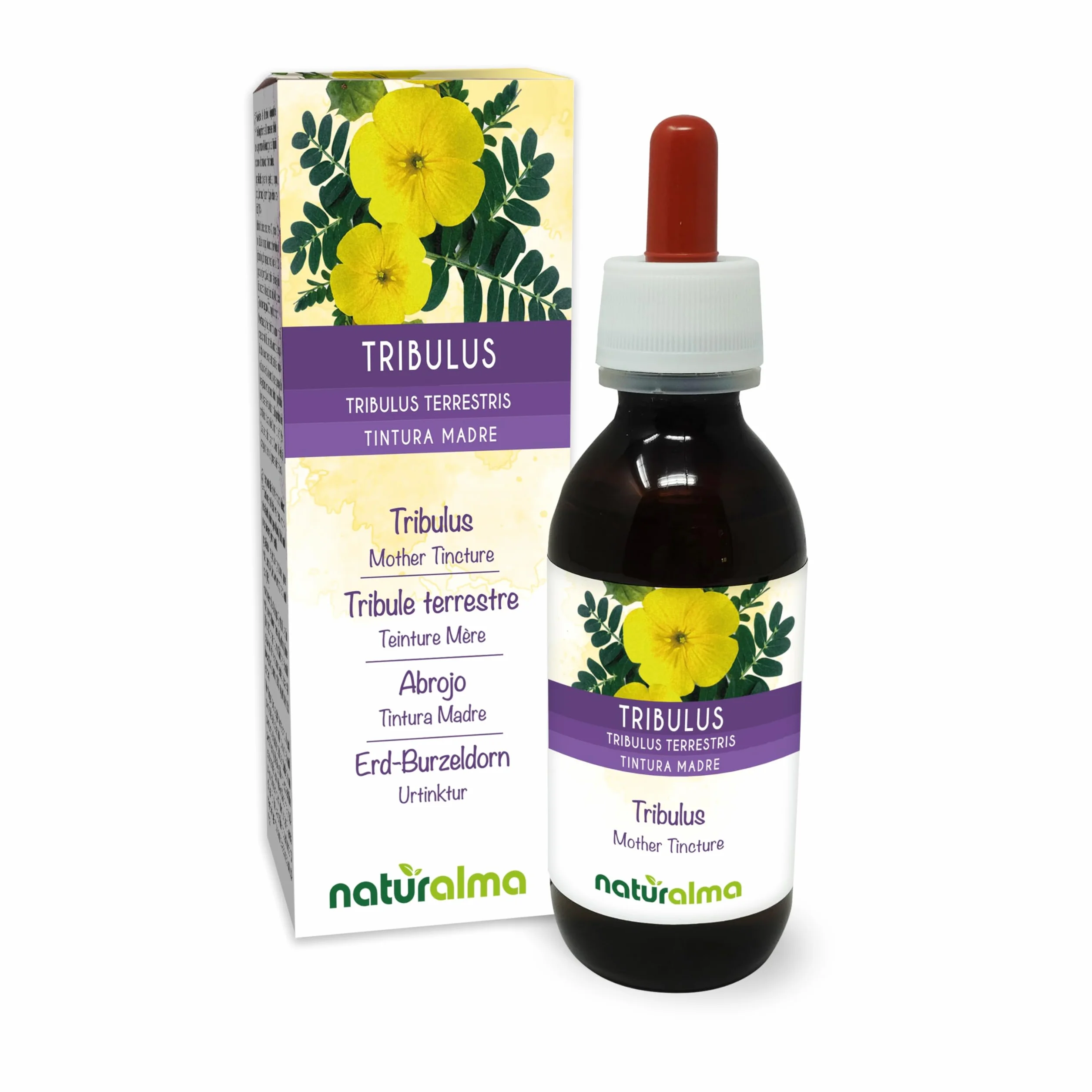 Tribulus terrestris frutti Tintura Madre analcoolica Naturalma Estratto liquido gocce 120 ml Integratore alimentare Vegano