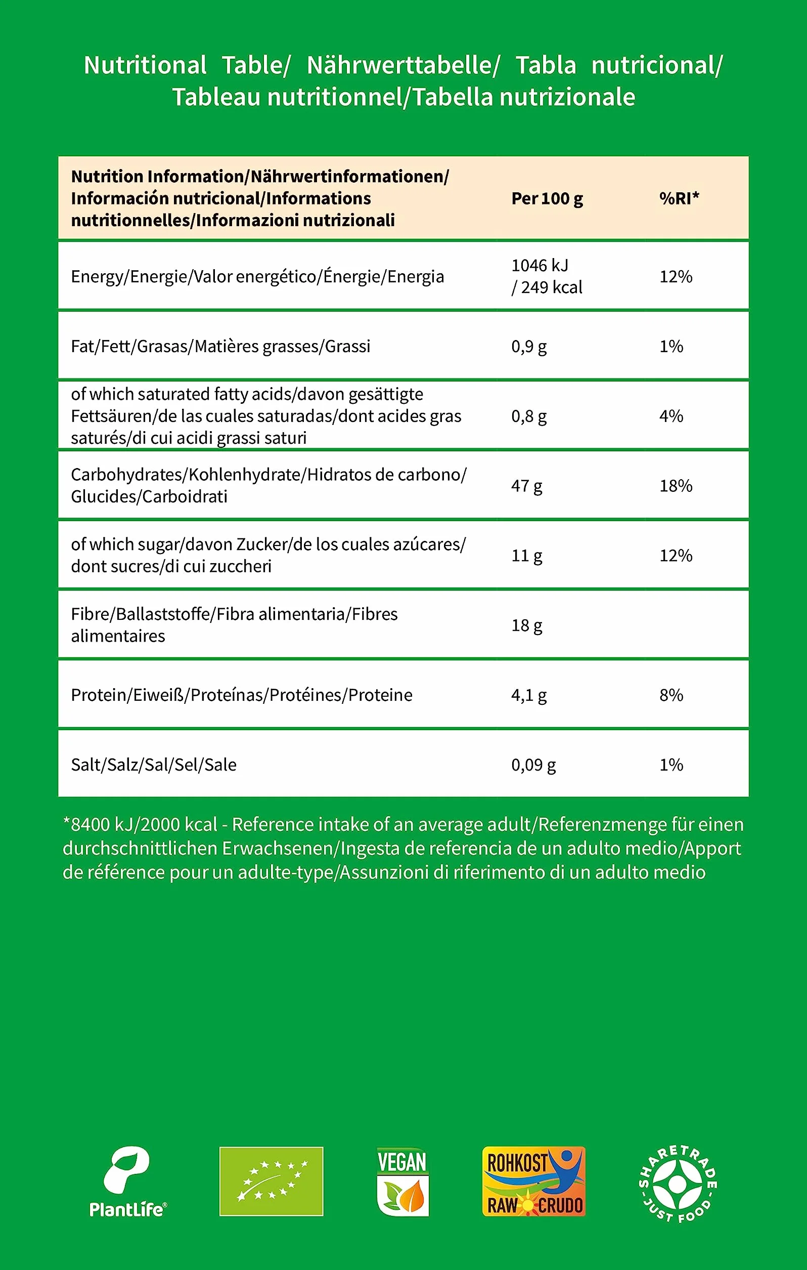 PlantLife BIO Triphala Polvere 700g - Pura Polvere Ayurveda - Vegano - 100% Riciclabile