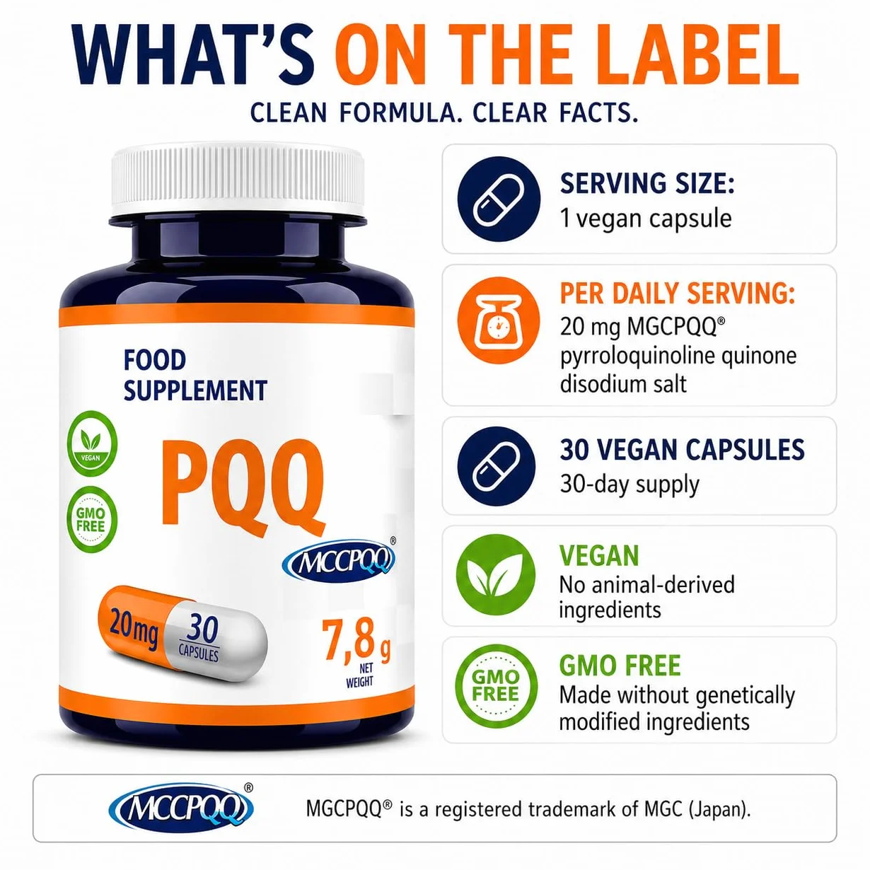 Hepatica PQQ | 20 mg (MGCPQQ®) | 30 Capsule Vegane | Scorta 1 Mese | GMP & Testato da Laboratorio Indipendente