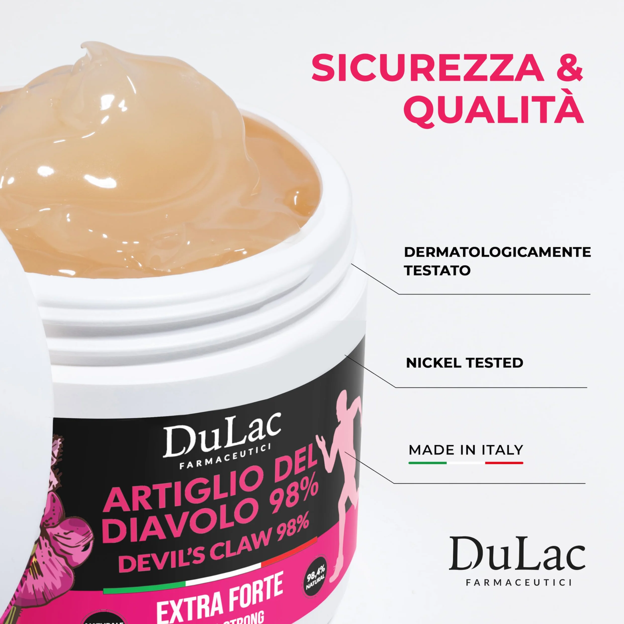 Dulac Artiglio del Diavolo 98% 500 ml Gel per Massaggio Muscolare Effetto Rinfrescante con Zenzero e Mentolo