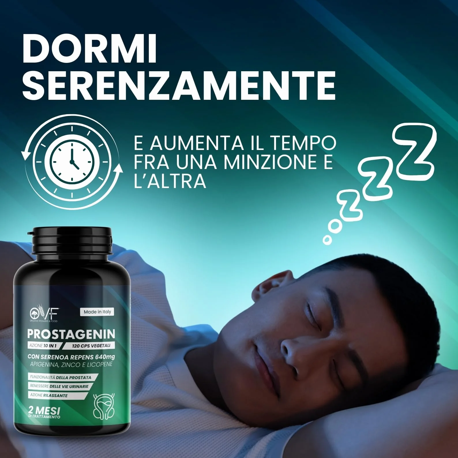 Serenoa Repens 640mg 120 Capsule Formula 4 in 1 con Apigenina, Zinco e Licopene Supporto Prostata