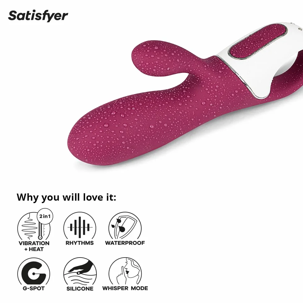 Satisfyer Hot Bunny Connect App | Dildo Vibratore Rabbit Bluetooth con Funzione calore | Sex Toy con 2 Motori | Silicone di alta Qualità | Sex Toys Stimolazione intensa per le Donne
